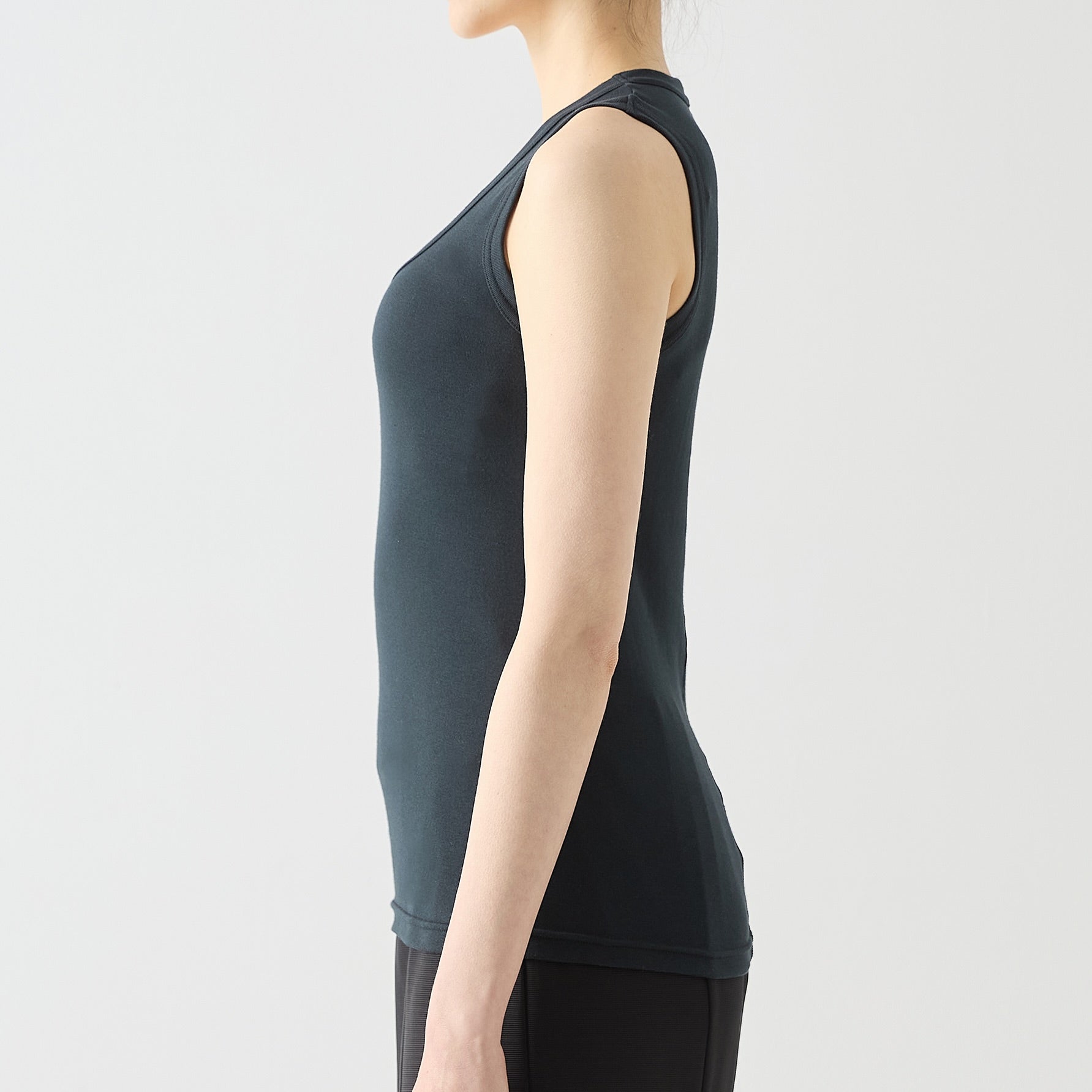 WOMENS リブ タンクトップ BLACK