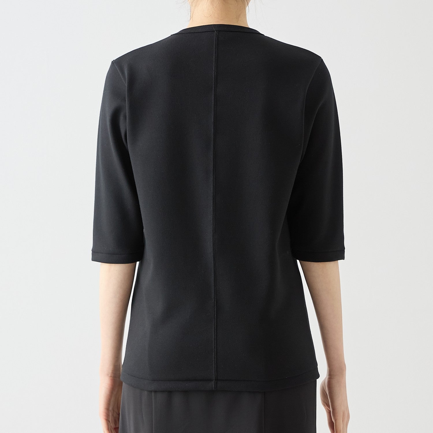 WOMENS ヘビー 7分袖 クルーネックTシャツ BLACK