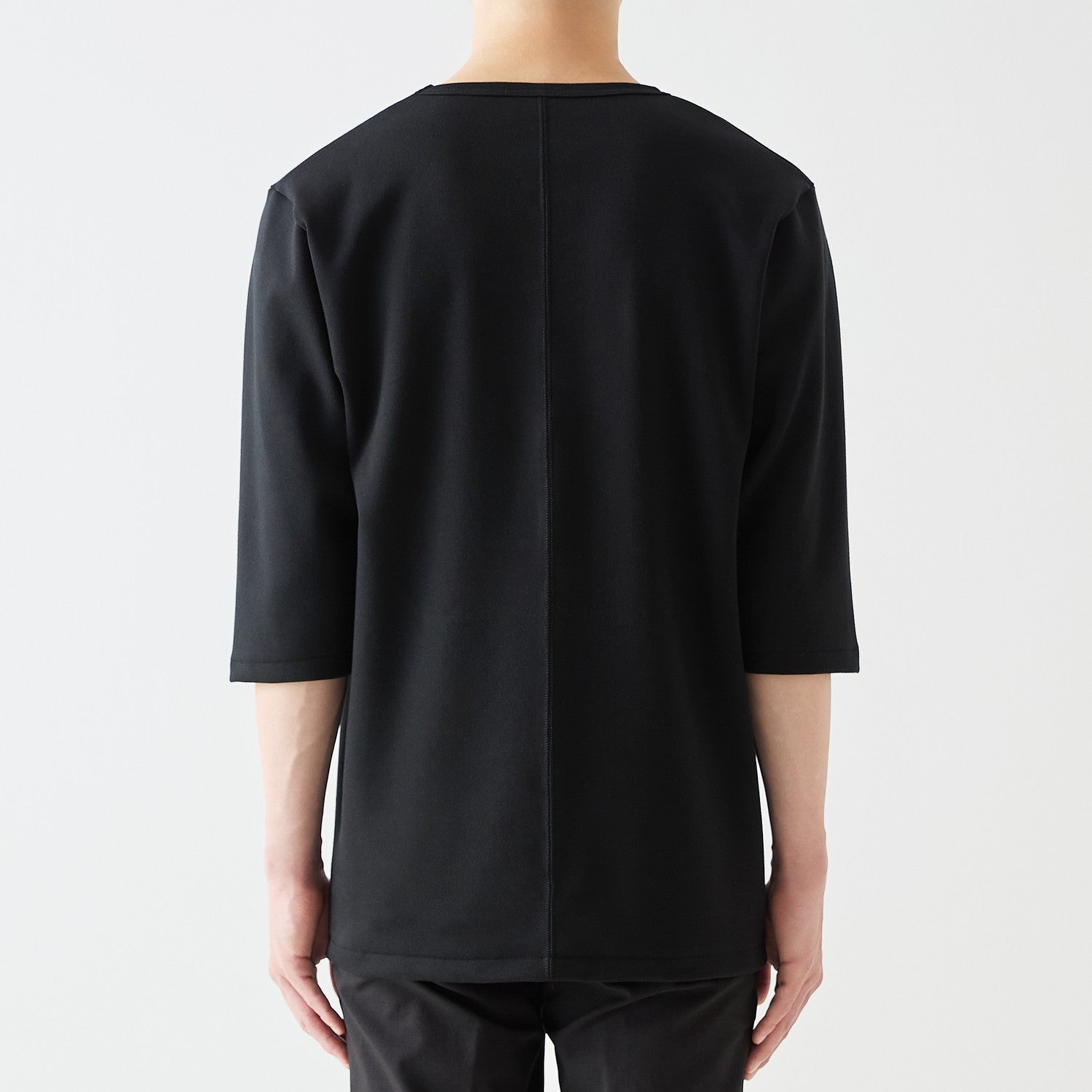 MENS ヘビー 7分袖 VネックTシャツ BLACK