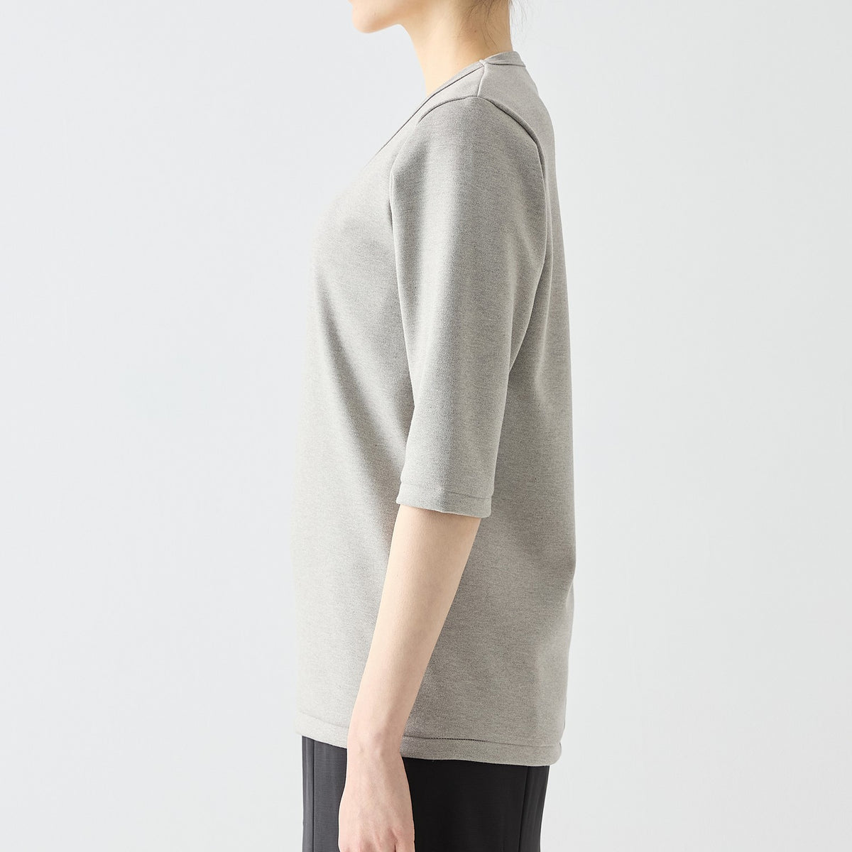 WOMENS Heavy 3/4 Sleeve V-neck T-shirt HEATHER GRAY