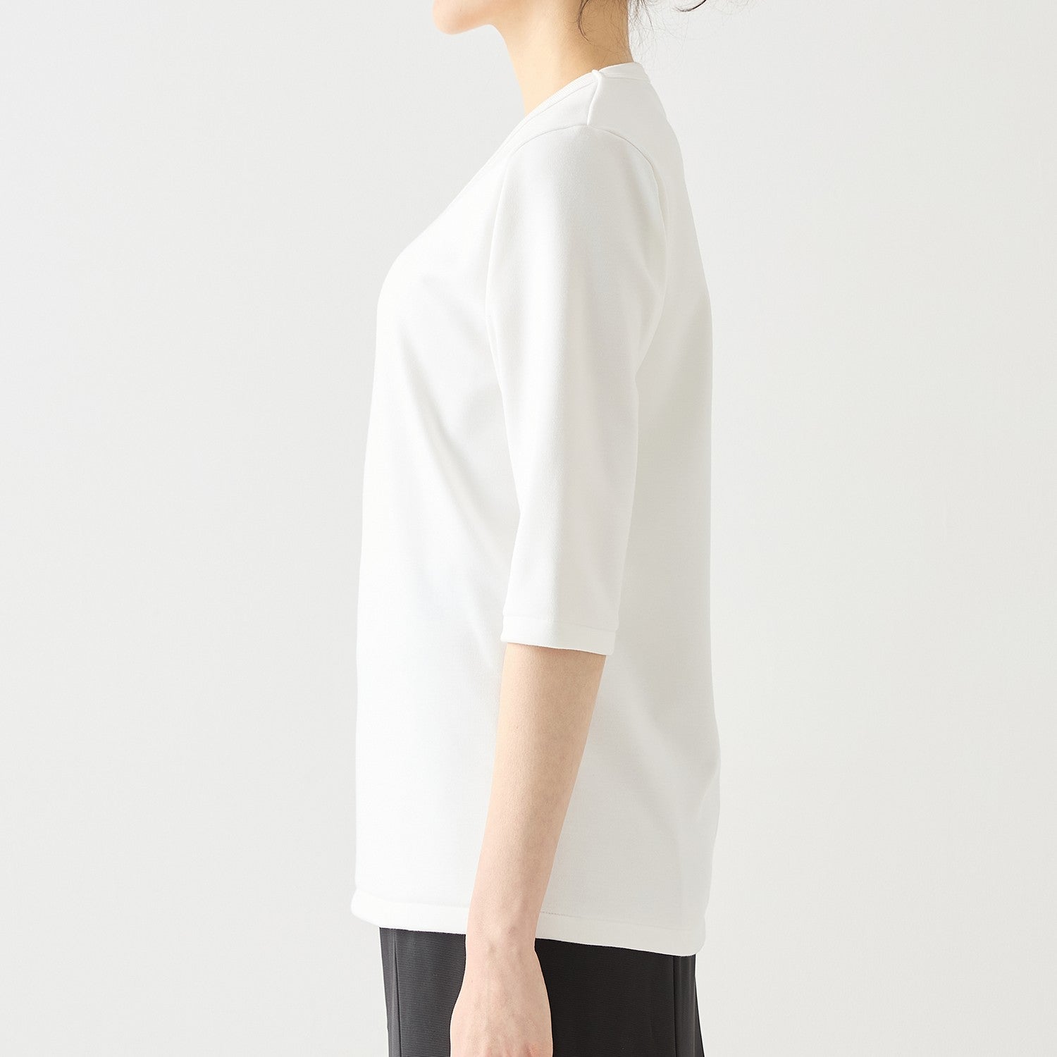 WOMENS ヘビー 7分袖 VネックTシャツ WHITE