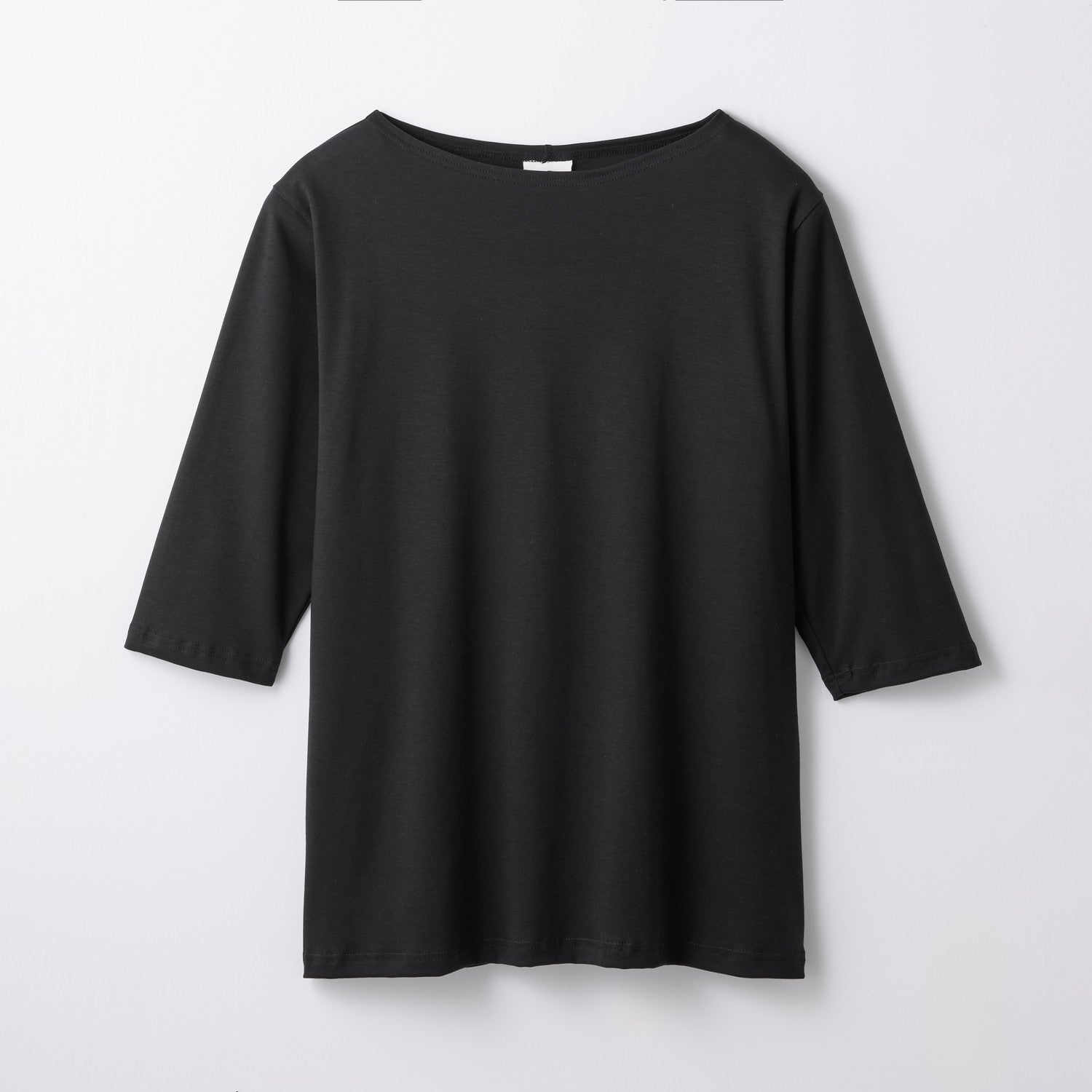 MENS ベーシック 7分袖 ボートネックTシャツ BLACK