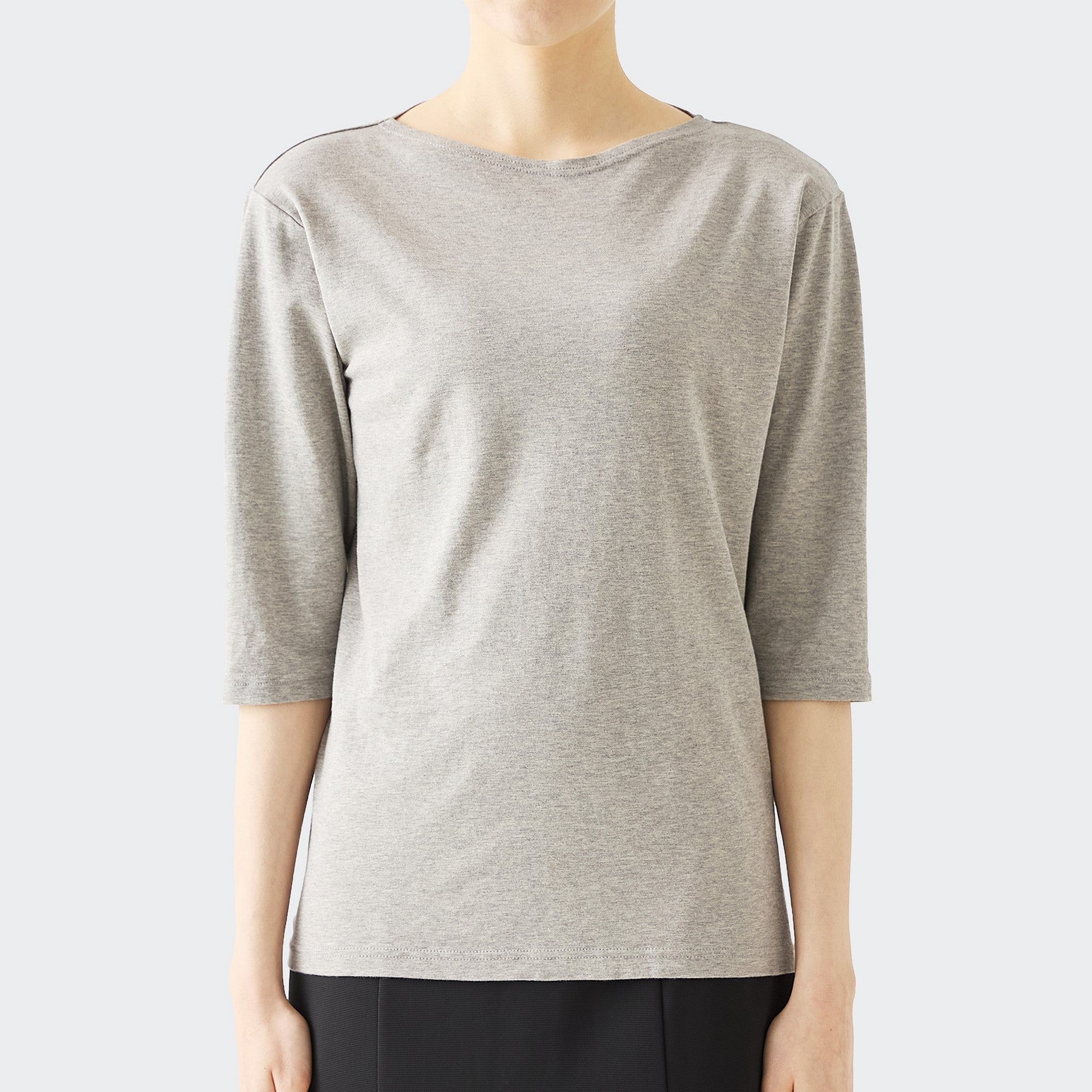 WOMENS ベーシック 7分袖 ボートネックTシャツ HEATHER GRAY