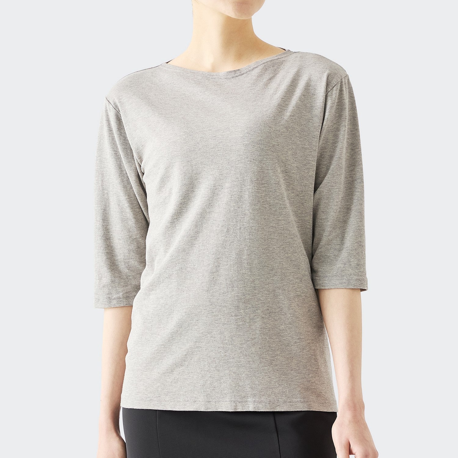 WOMENS ベーシック 7分袖 ボートネックTシャツ HEATHER GRAY