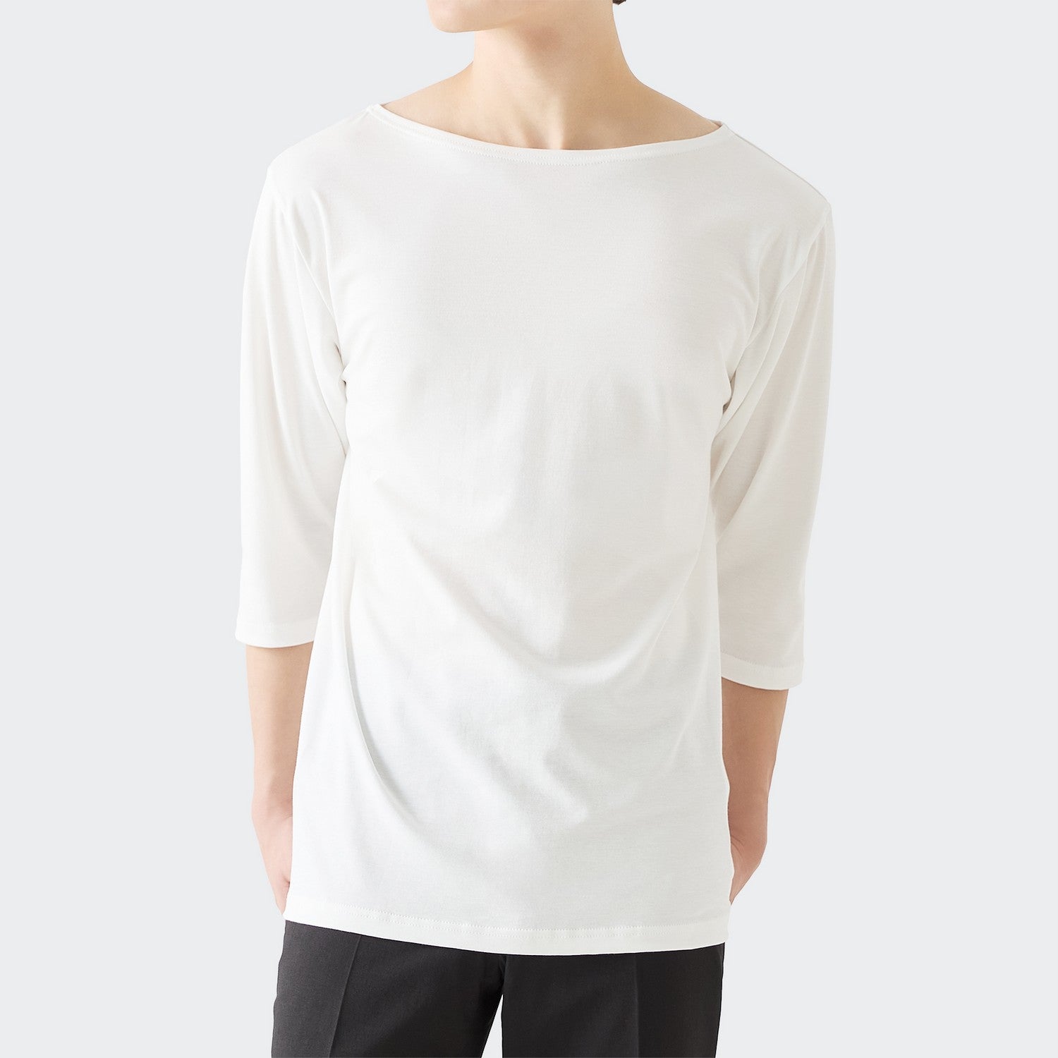 MENS ベーシック 7分袖 ボートネックTシャツ ORGANIC