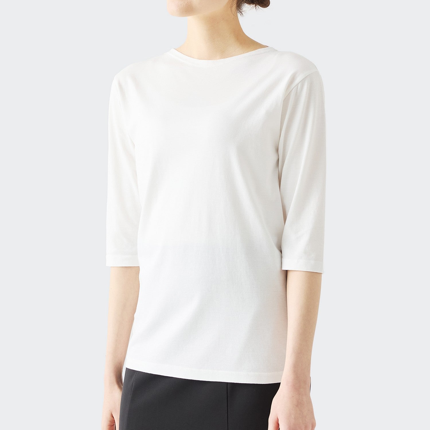 WOMENS BASIC 3/4 SLEEVE BOAT NECK T-SHIRT ORGANIC