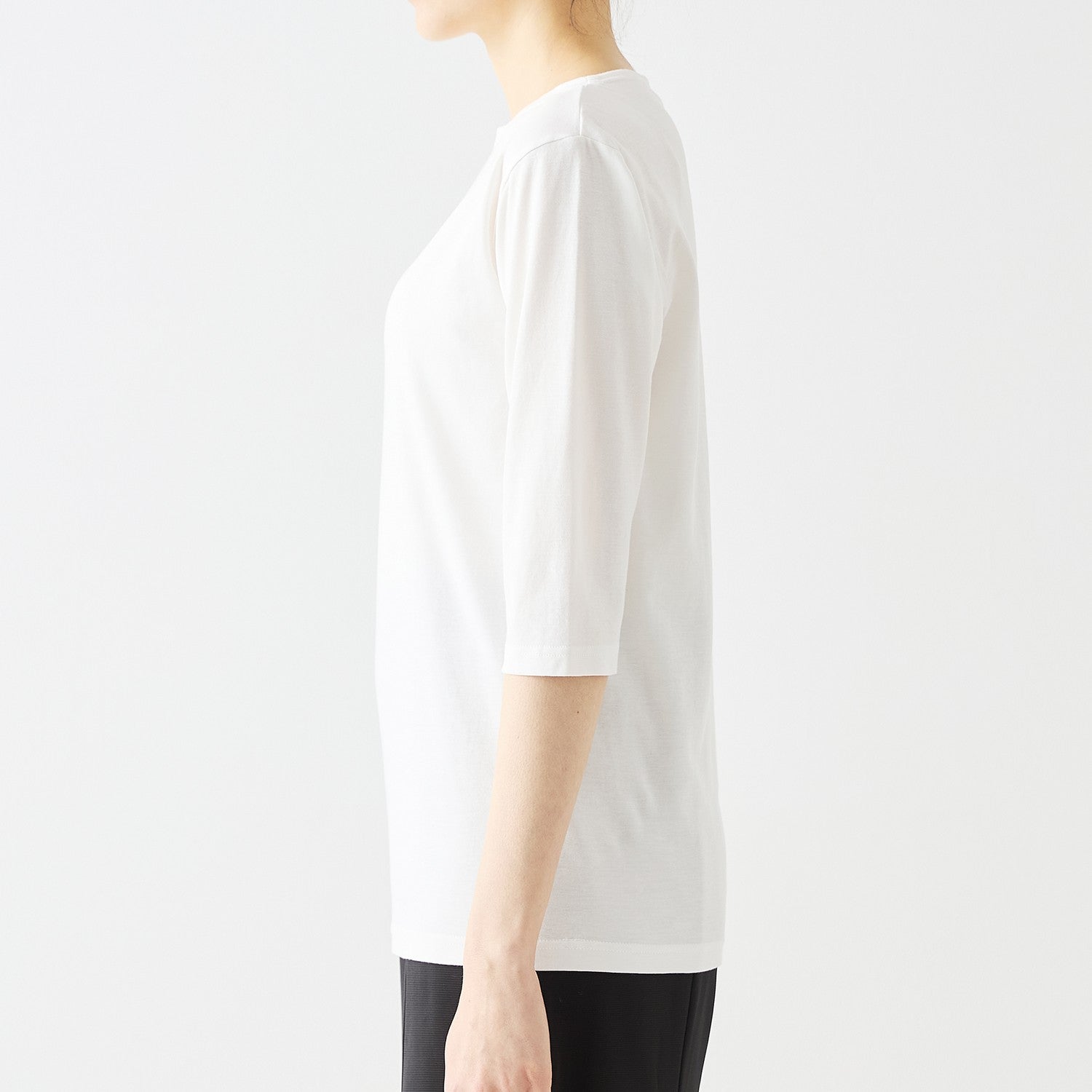 WOMENS ベーシック 7分袖 ボートネックTシャツ WHITE