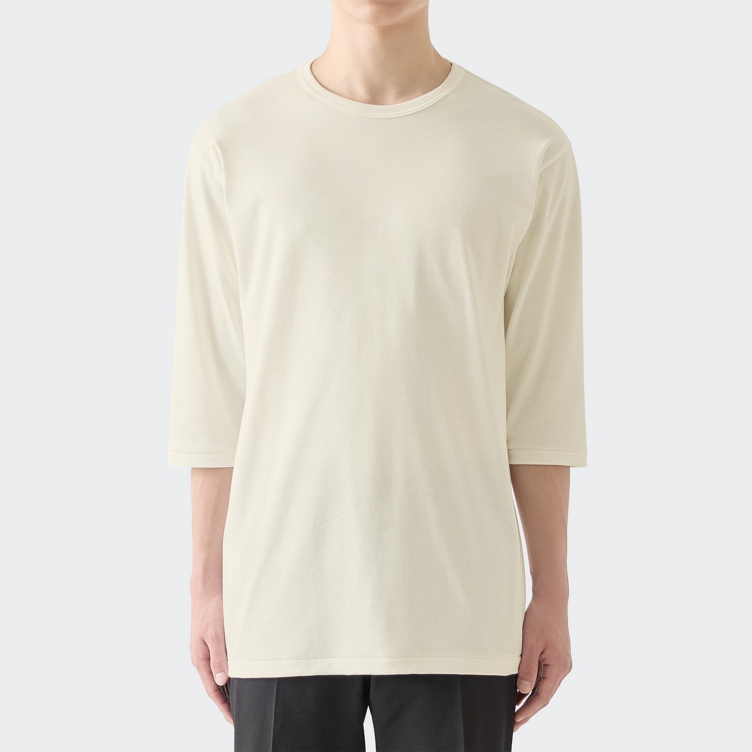 MENS BASIC 3/4 SLEEVE CREW NECK T-SHIRT ORGANIC