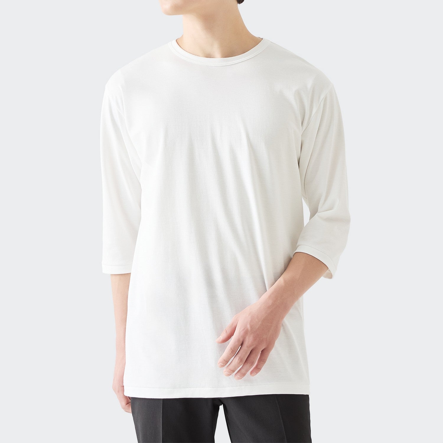 MENS BASIC 3/4 SLEEVE CREW NECK T-SHIRT ORGANIC