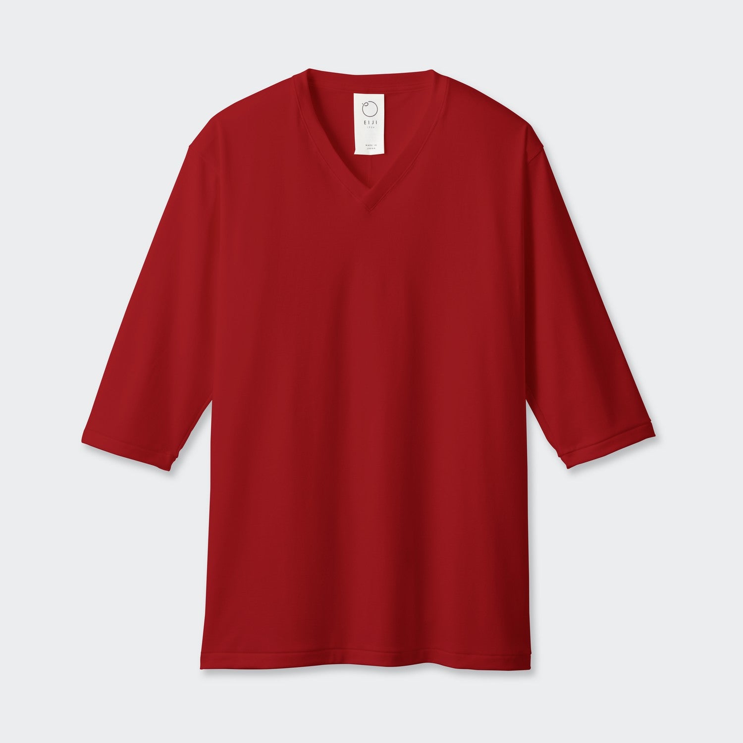 MENS ベーシック 7分袖 VネックTシャツ RED