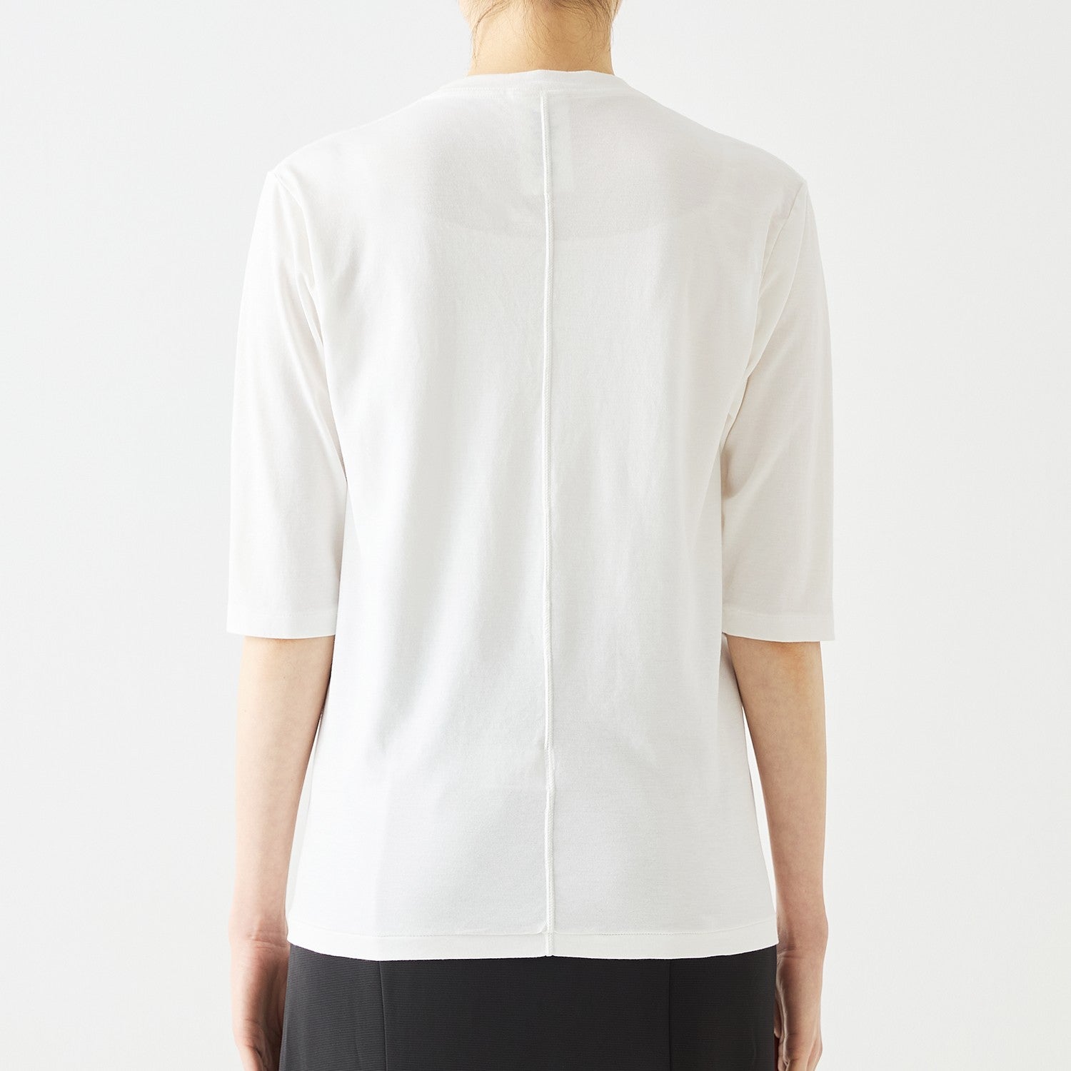 WOMENS BASIC 3/4 SLEEVE V-NECK T-SHIRT WHITE