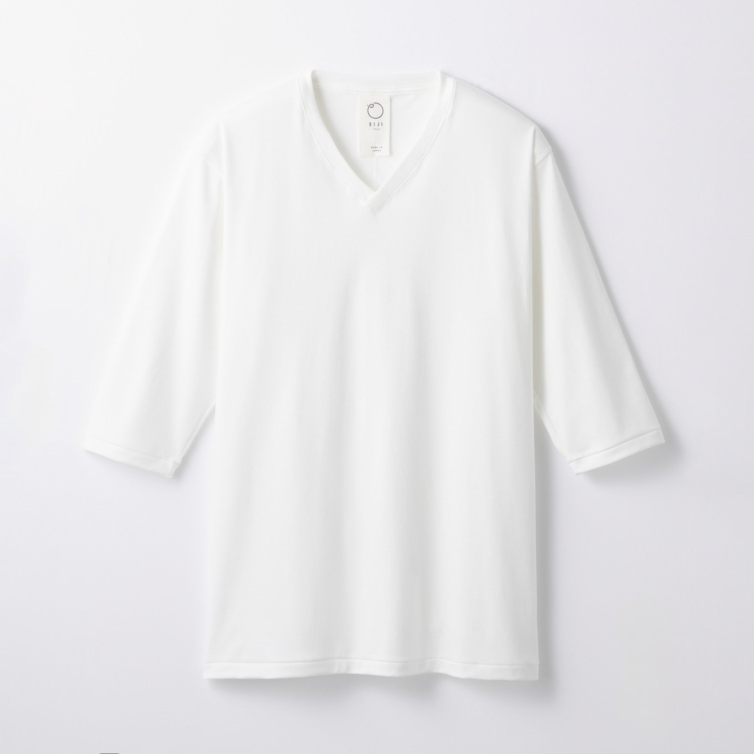 WOMENS BASIC 3/4 SLEEVE V-NECK T-SHIRT WHITE