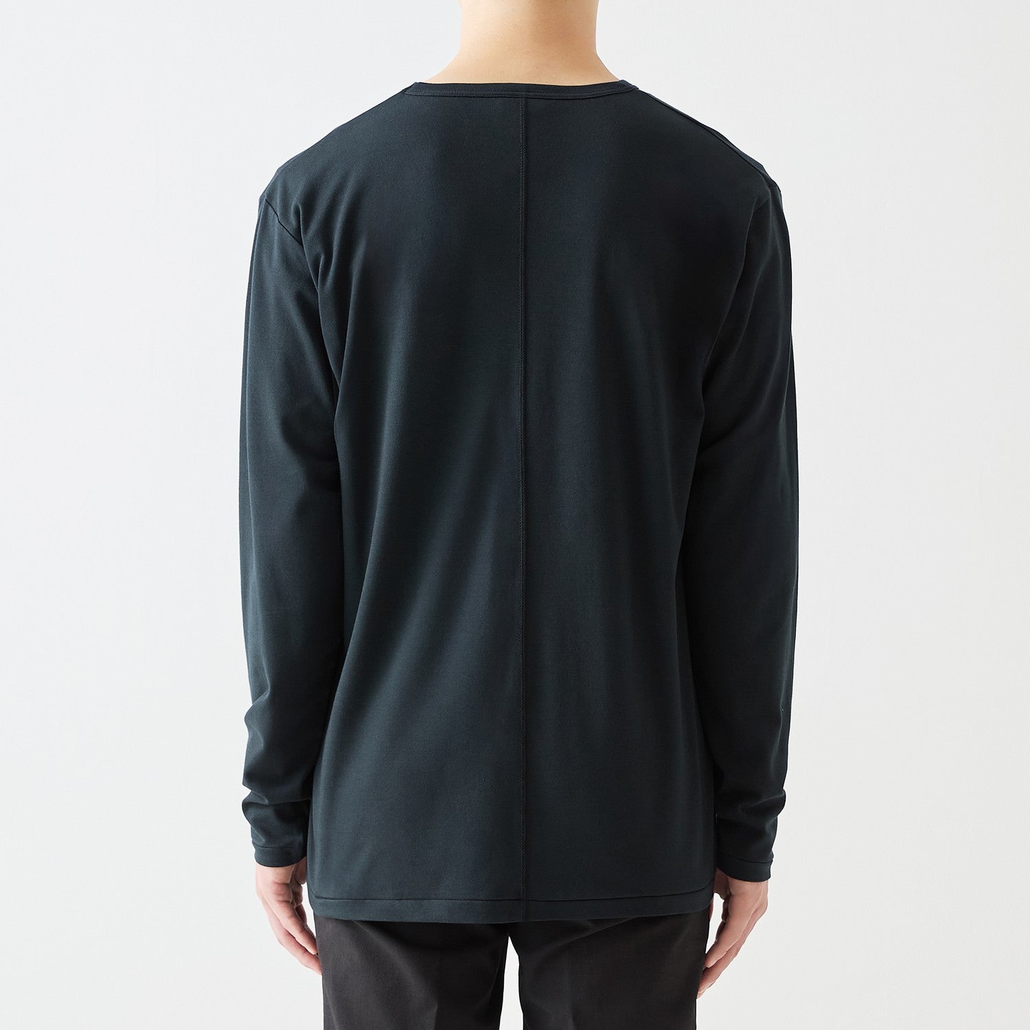 MENS BASIC LONG SLEEVE CREW NECK T-SHIRT BLACK