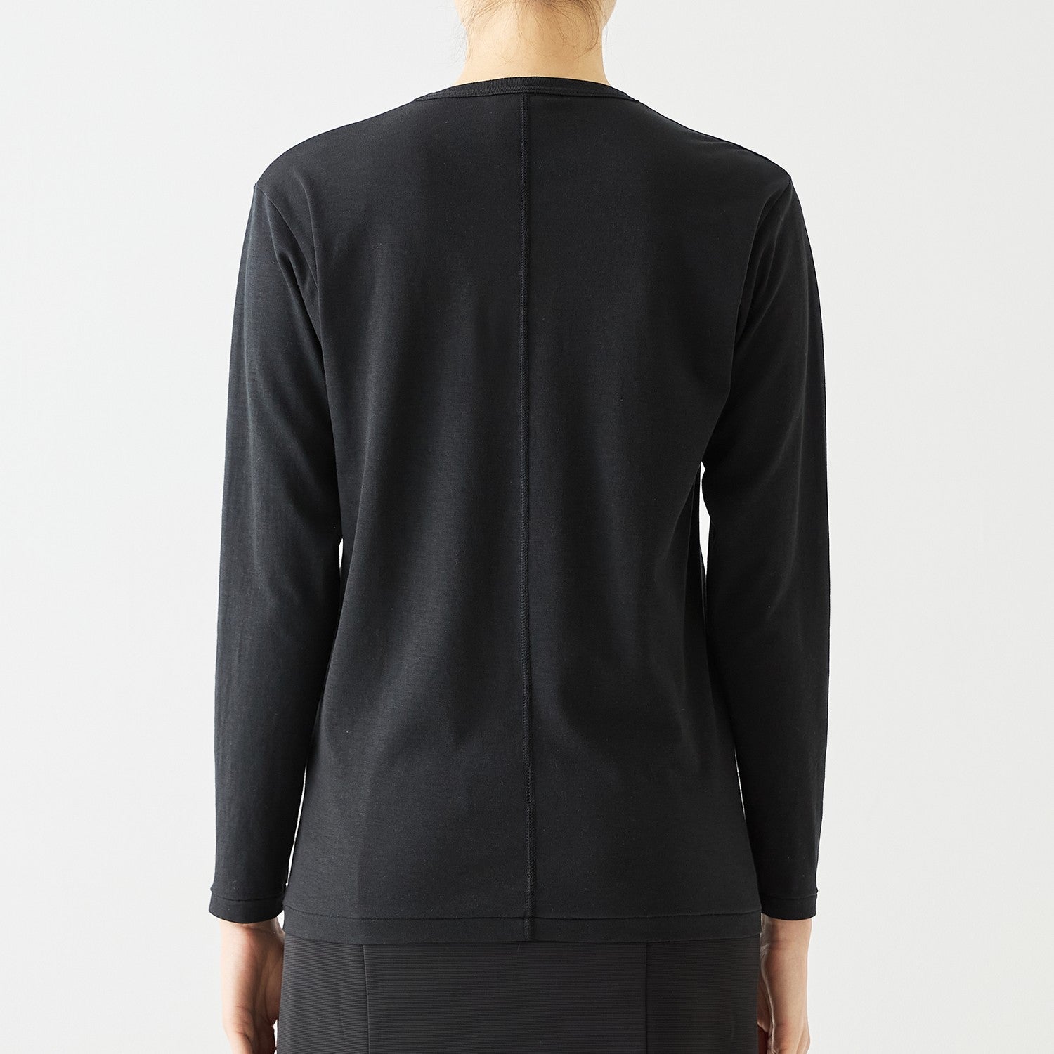 WOMENS ベーシック 長袖 クルーネックTシャツ BLACK