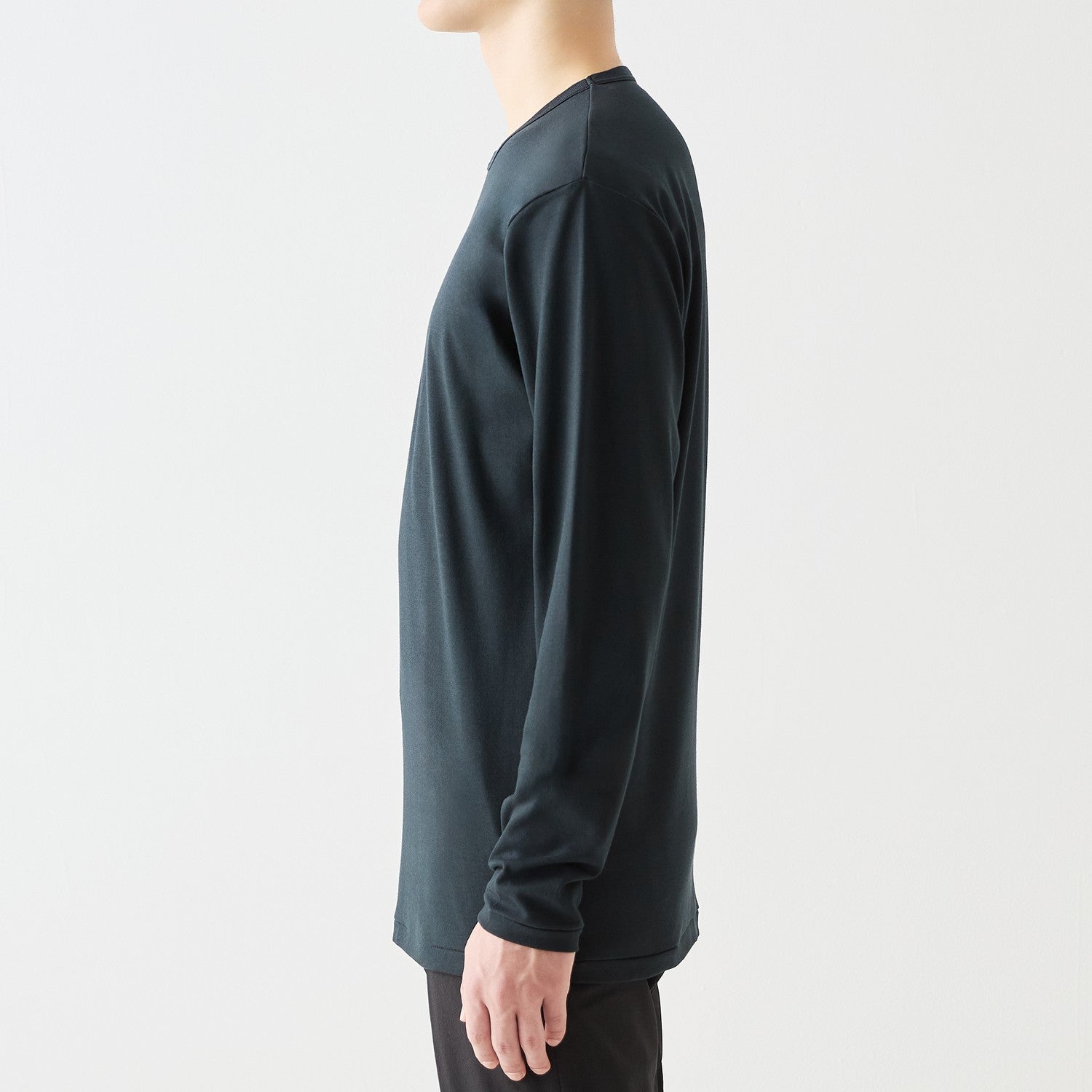 MENS ベーシック 長袖 クルーネックTシャツ BLACK