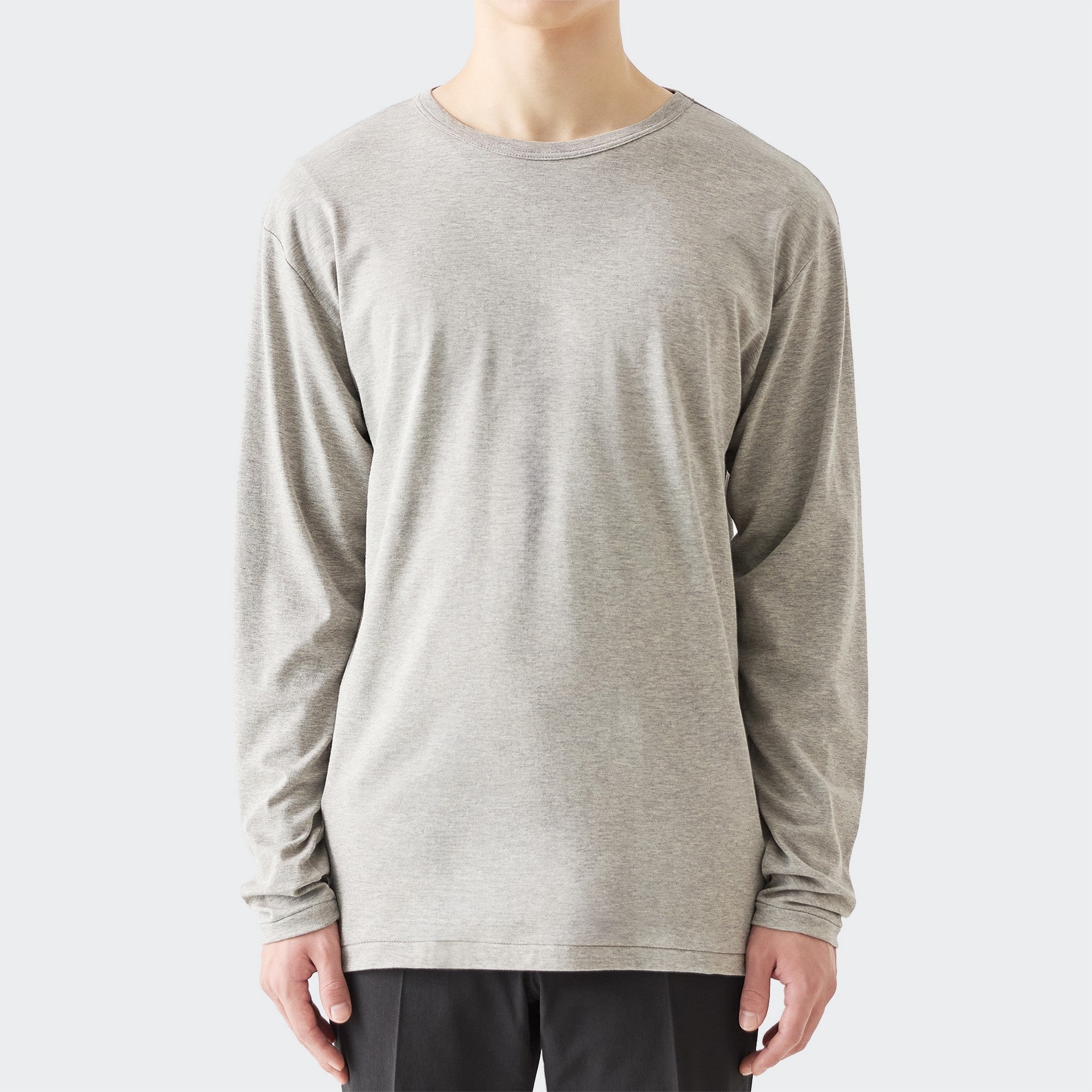 MENS ベーシック 長袖 クルーネックTシャツ HEATHER GRAY