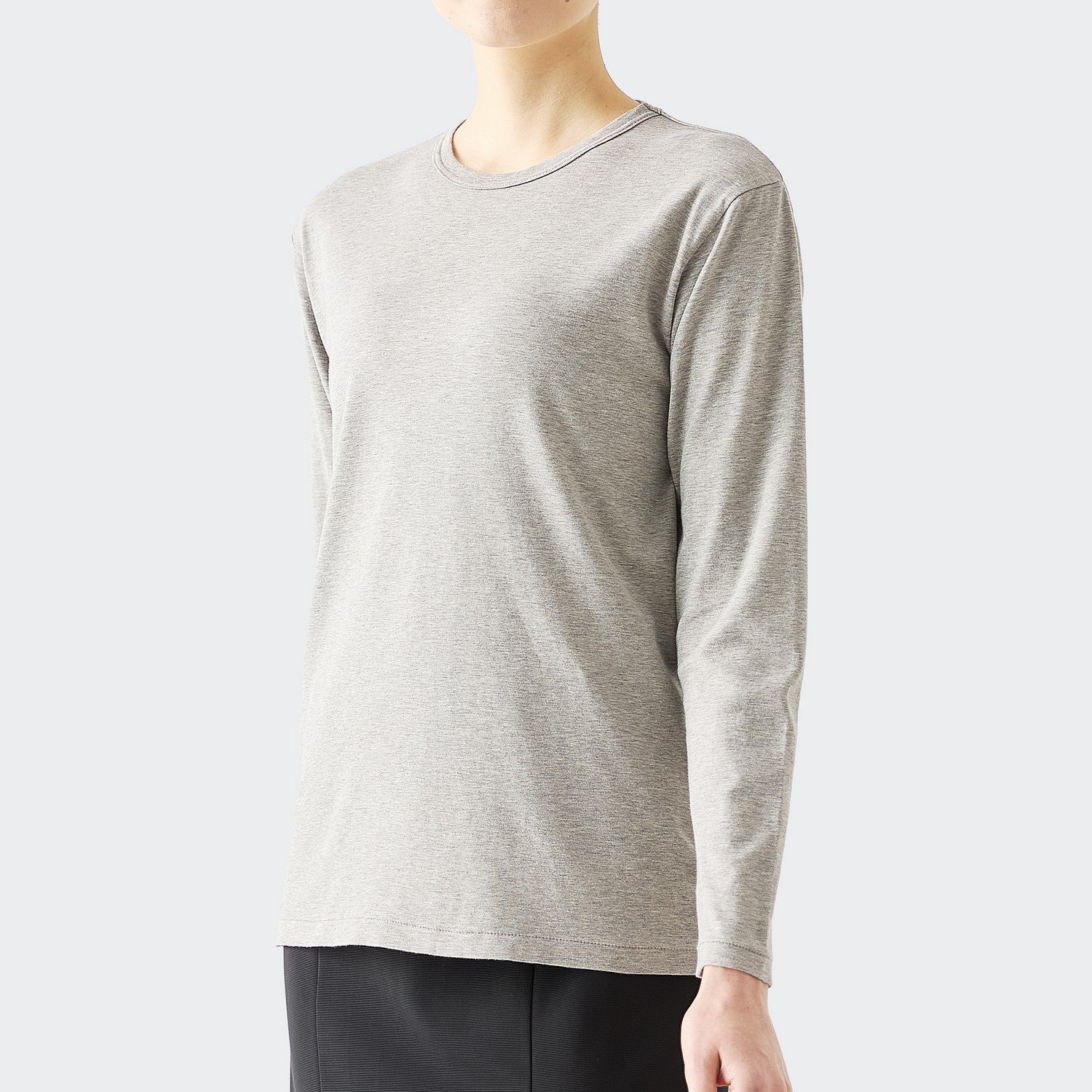 WOMENS ベーシック 長袖 クルーネックTシャツ HEATHER GRAY