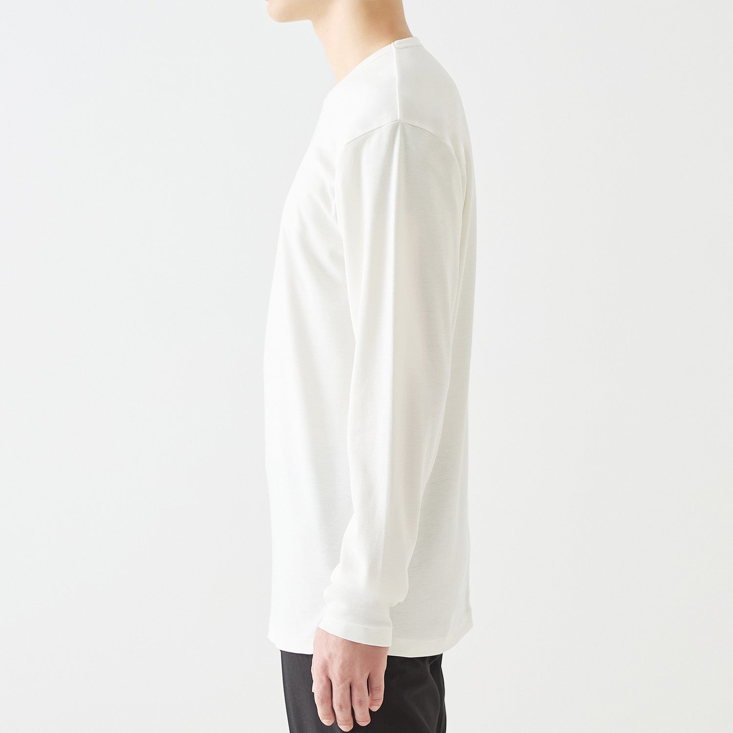 MENS ベーシック 長袖 クルーネックTシャツ WHITE