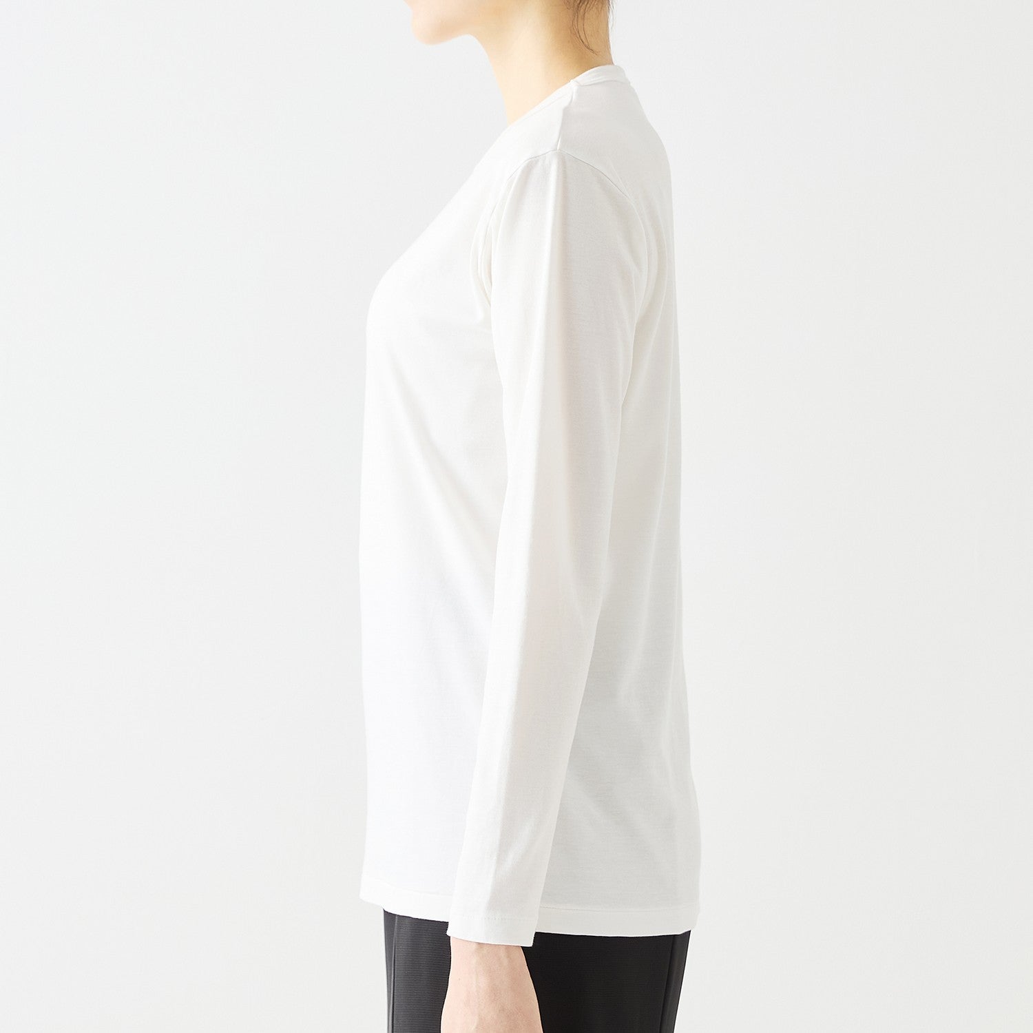WOMENS ベーシック 長袖 クルーネックTシャツ WHITE