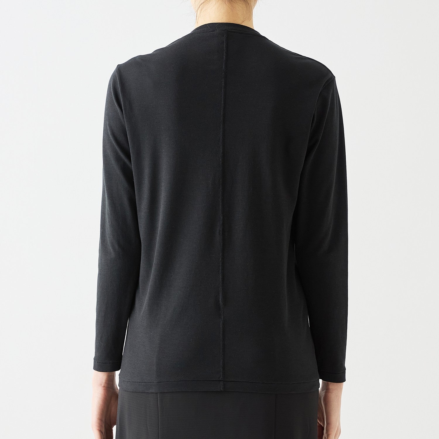 WOMENS ベーシック 長袖 VネックTシャツ BLACK