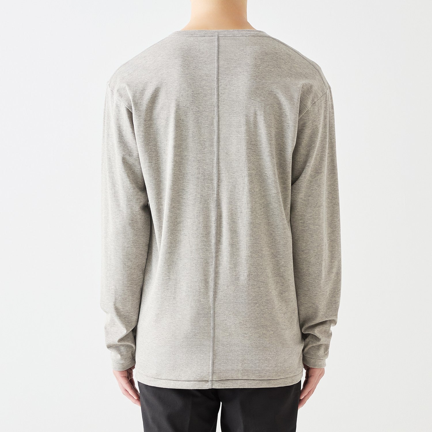 MENS ベーシック 長袖 VネックTシャツ HEATHER GRAY
