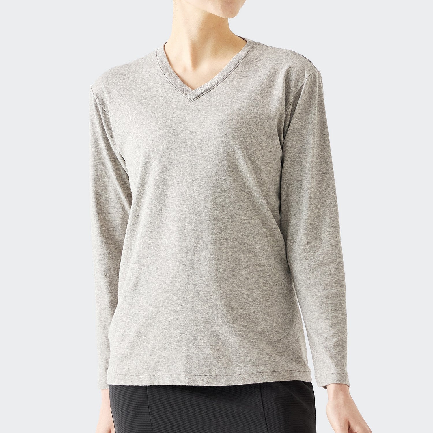 WOMENS ベーシック 長袖 VネックTシャツ HEATHER GRAY