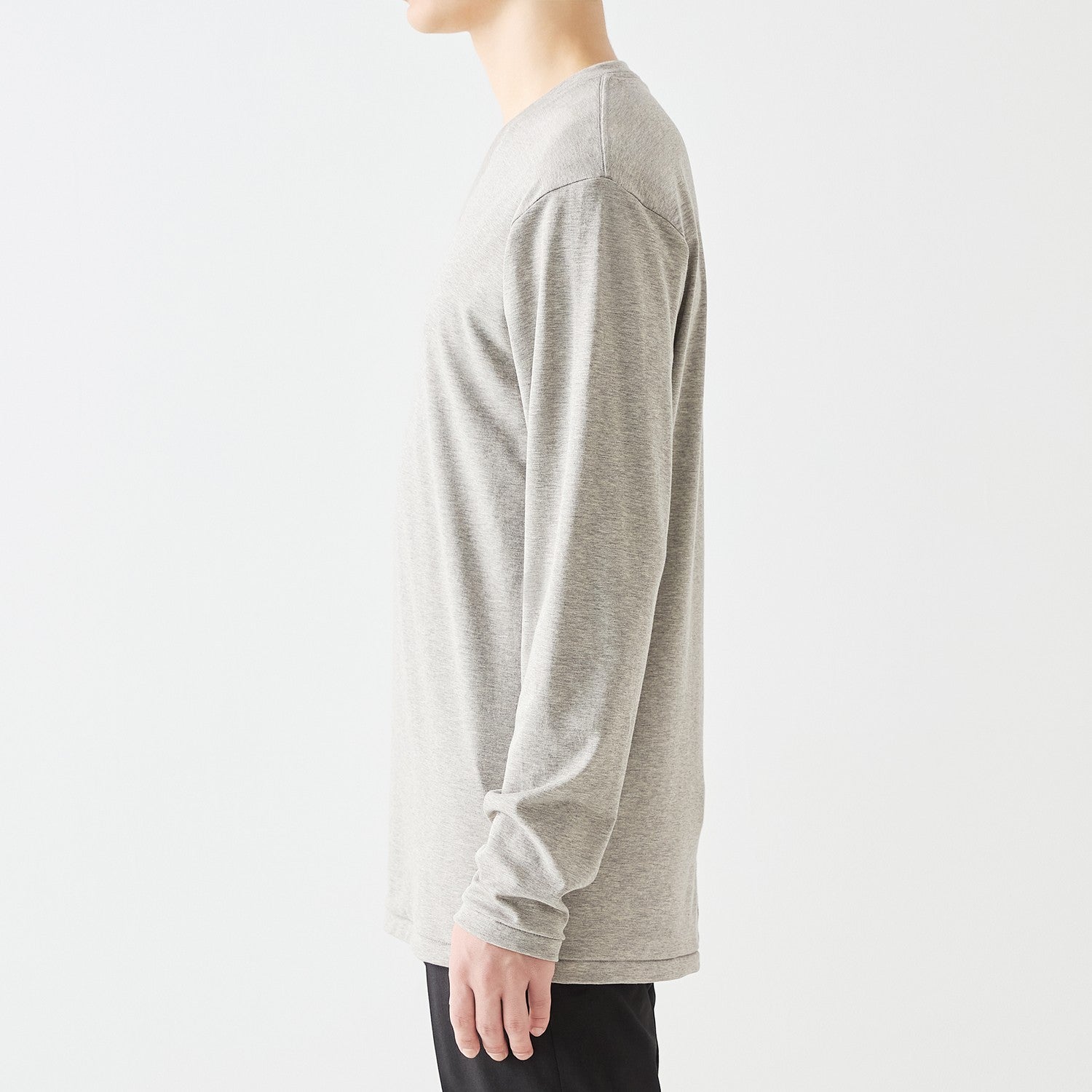 MENS ベーシック 長袖 VネックTシャツ HEATHER GRAY