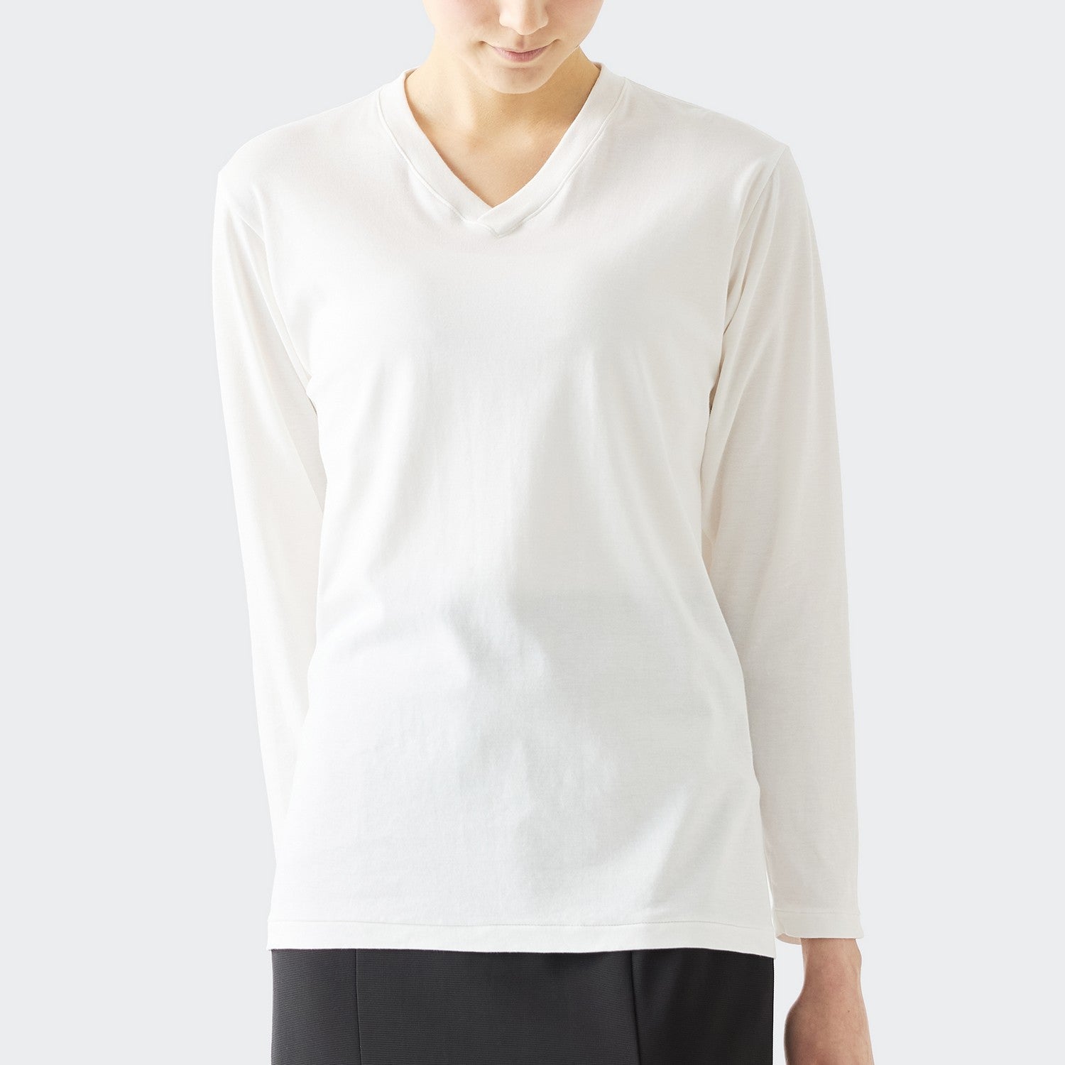 WOMENS ベーシック 長袖 VネックTシャツ GREEN