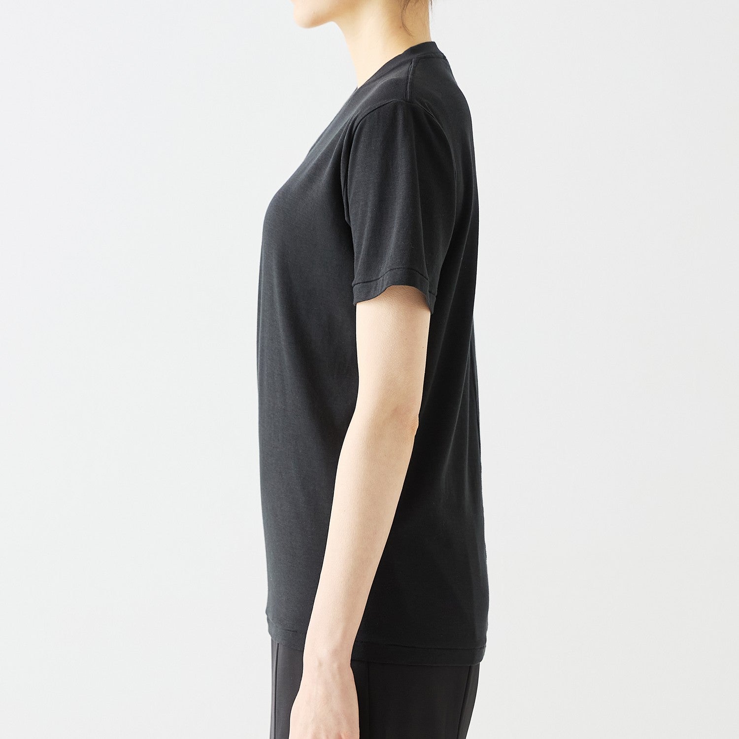 WOMENS ベーシック 半袖 VネックTシャツ BLACK
