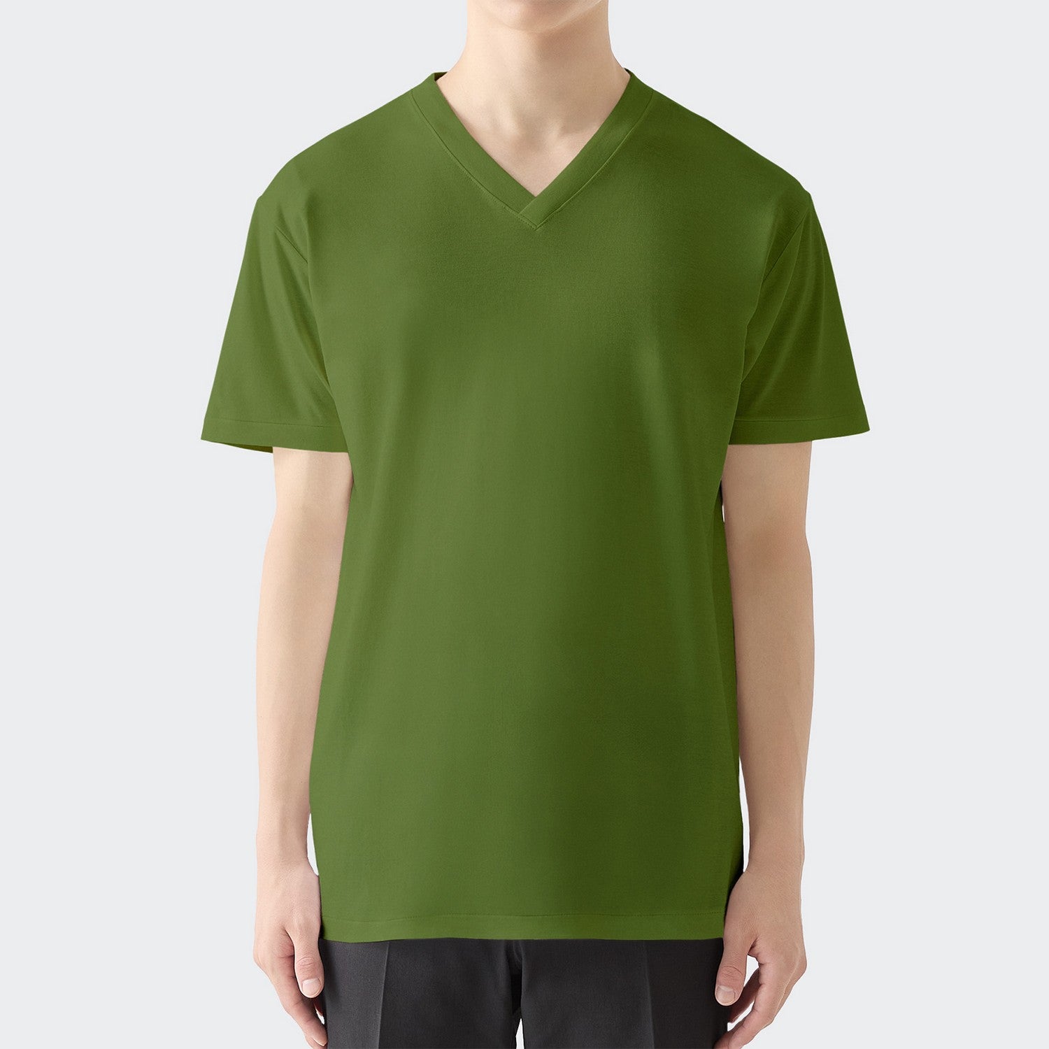 MENS ベーシック 半袖 VネックTシャツ GREEN