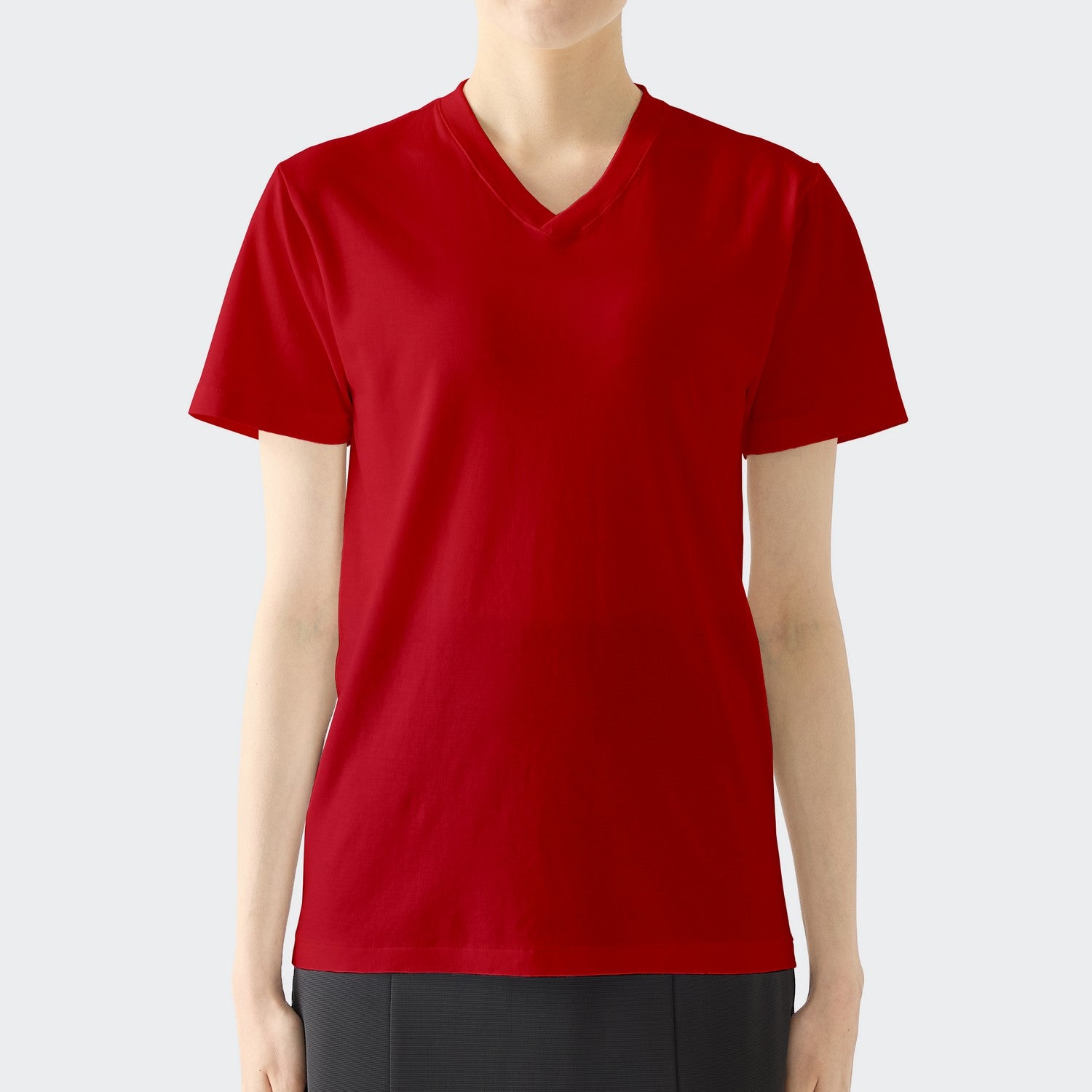 WOMENS ベーシック 半袖 VネックTシャツ RED