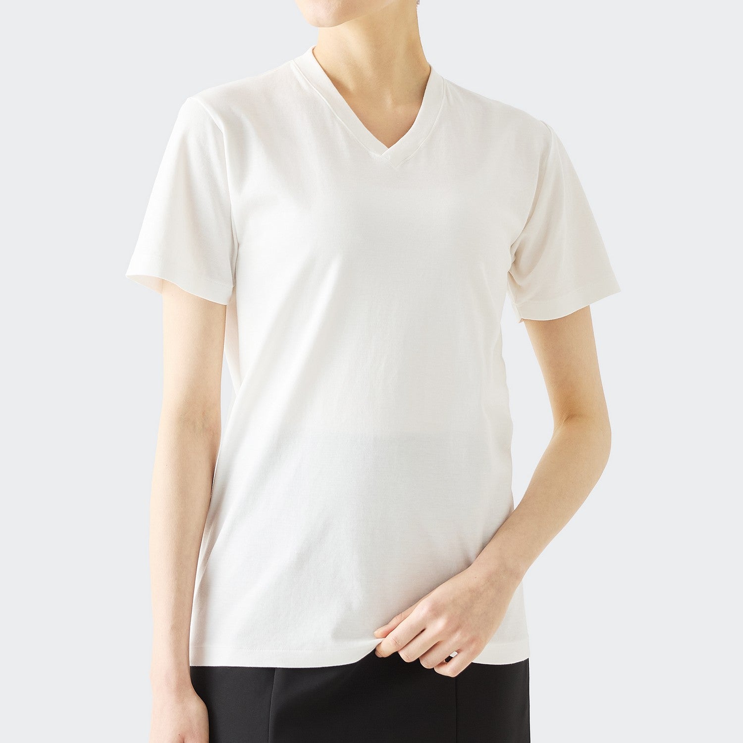 WOMENS ベーシック 半袖 VネックTシャツ RED