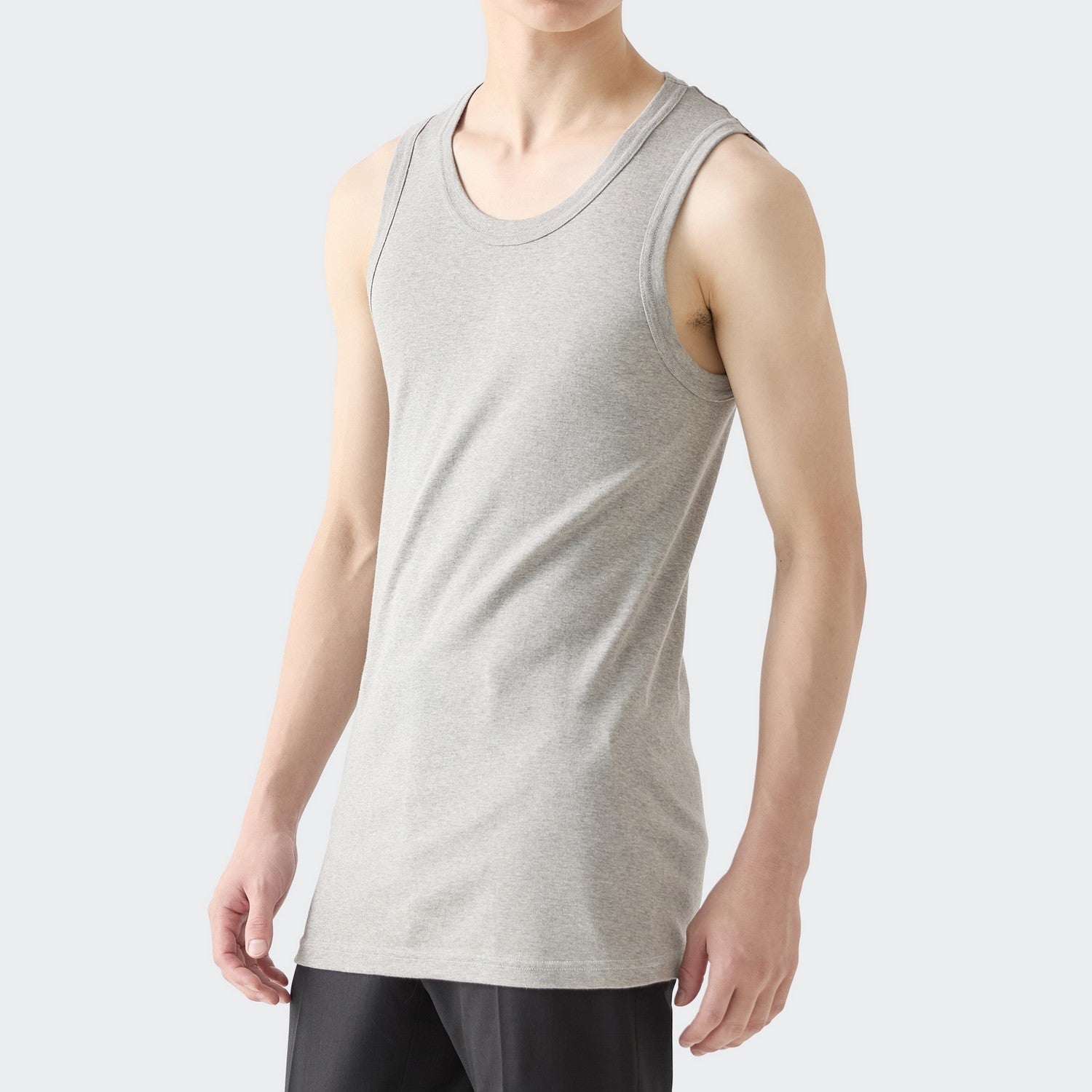 MENS RIBBED TANK TOP HEATHER GRAY