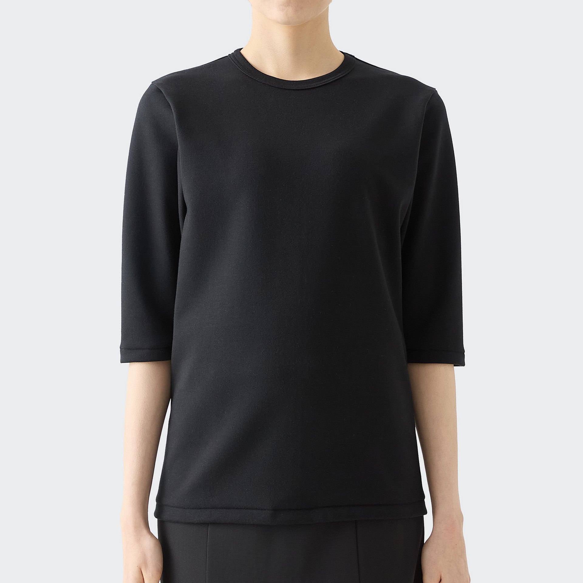 WOMENS ヘビー 7分袖 クルーネックTシャツ BLACK