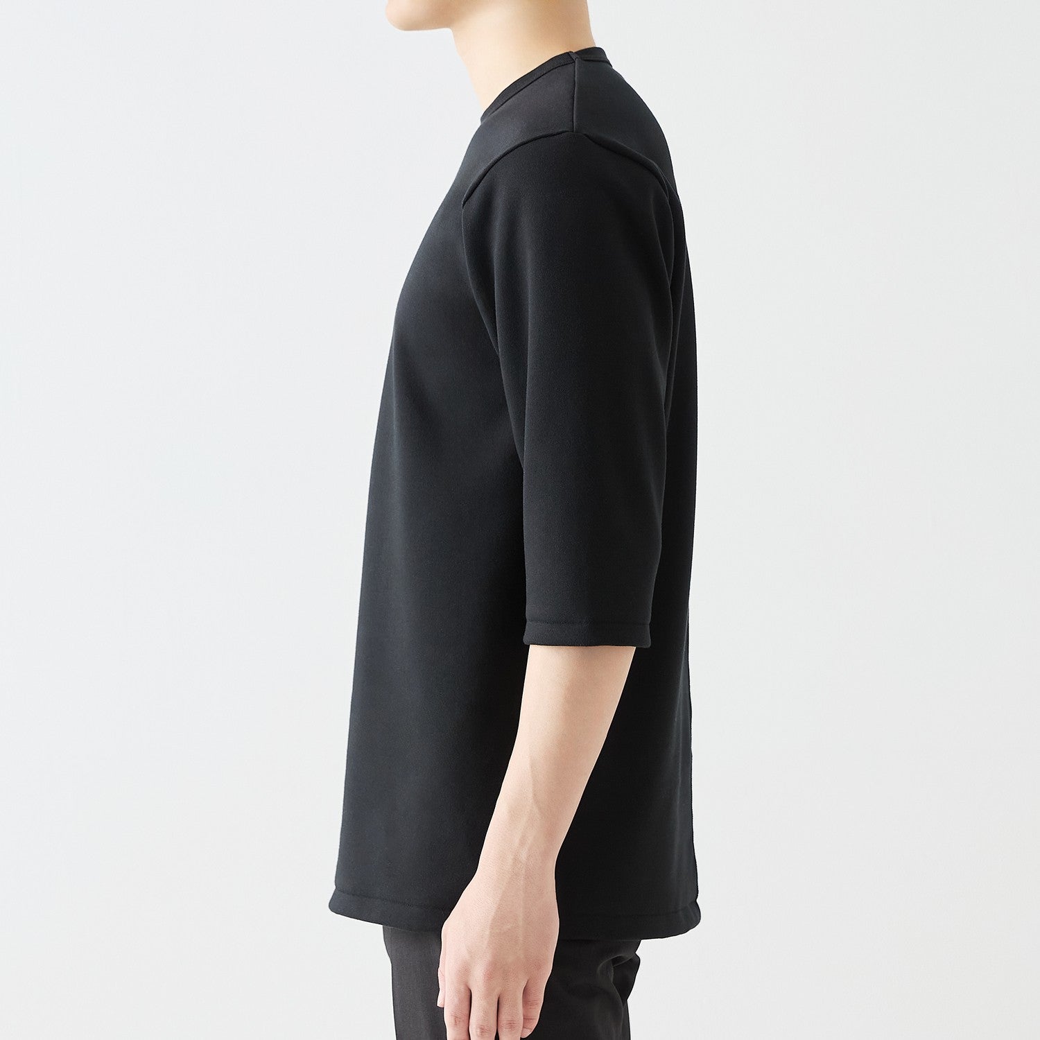 MENS ヘビー 7分袖 クルーネックTシャツ BLACK