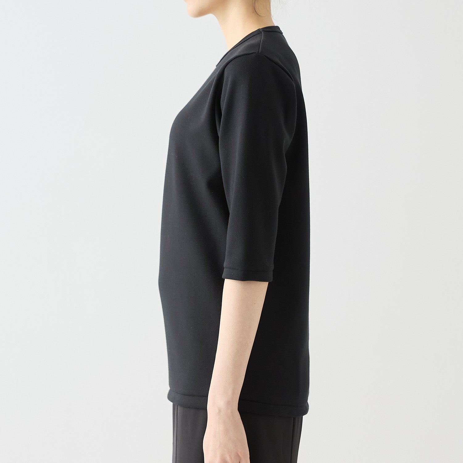 WOMENS ヘビー 7分袖 クルーネックTシャツ BLACK
