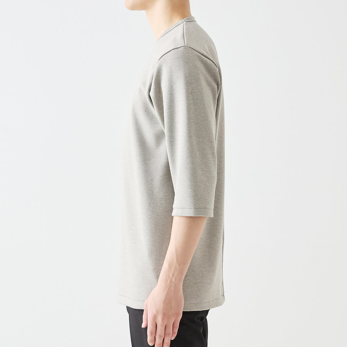 MENS Heavy 3/4 Sleeve Crew Neck T-Shirt HEATHER GRAY