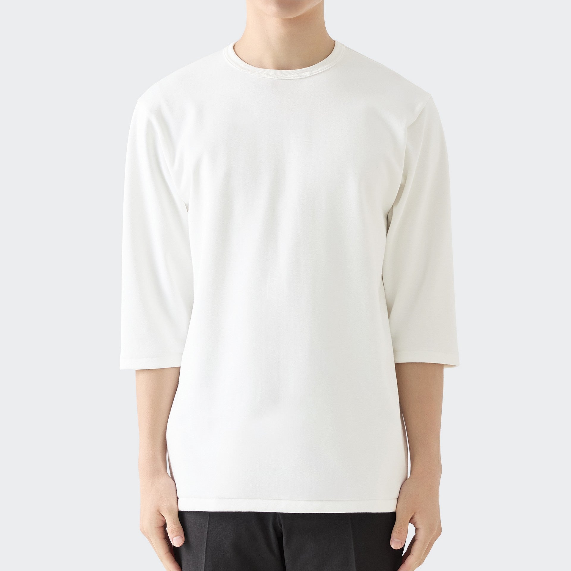 MENS ヘビー 7分袖 クルーネックTシャツ WHITE