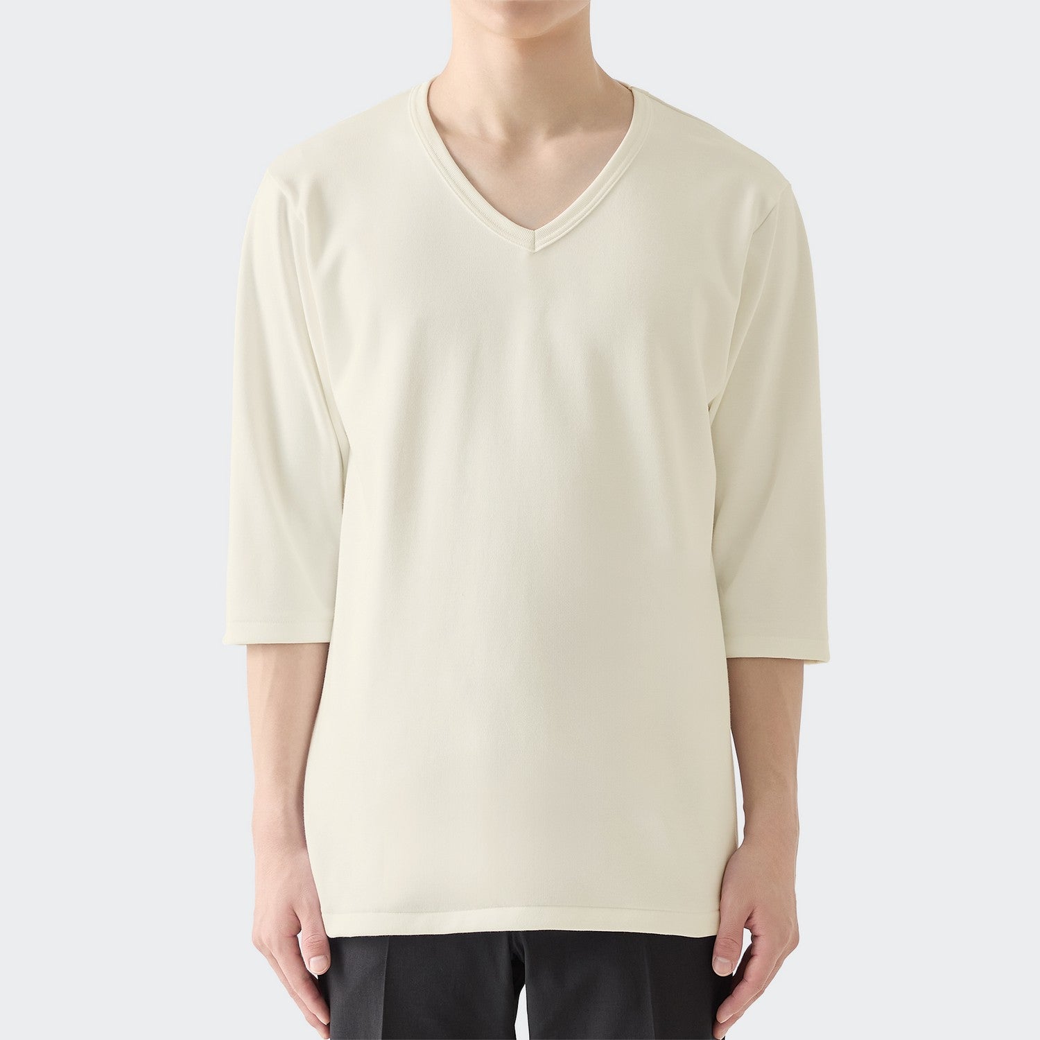MENS ヘビー 7分袖 VネックTシャツ ORGANIC