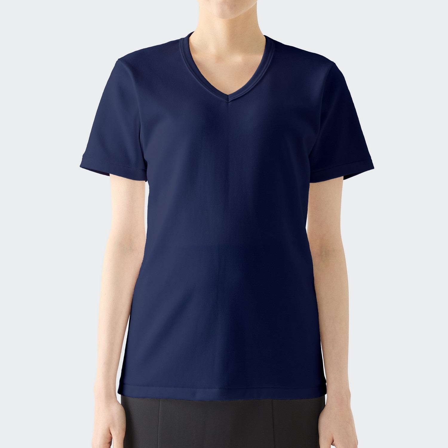 WOMENS ヘビー 半袖 VネックTシャツ NAVY