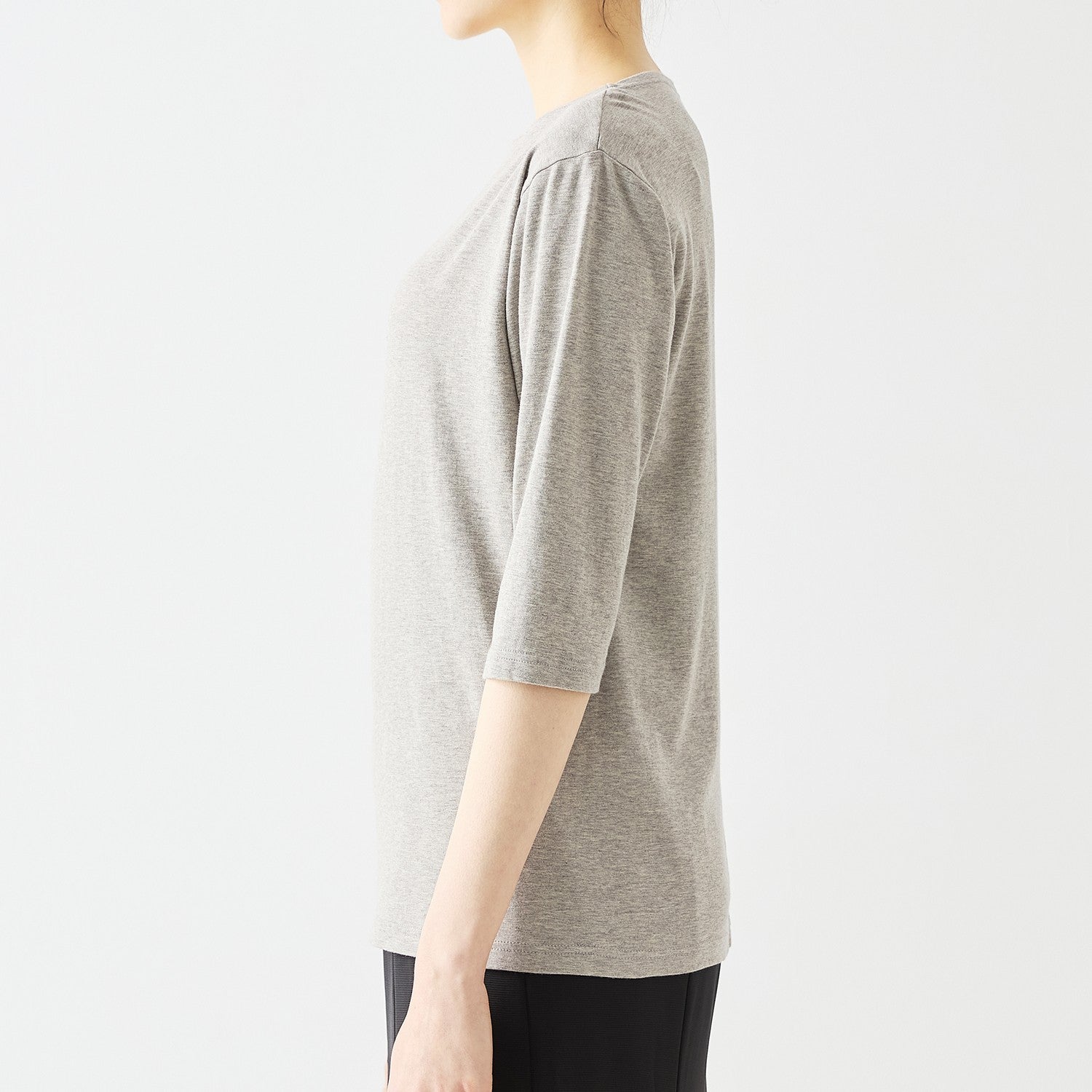 WOMENS ベーシック 7分袖 ボートネックTシャツ HEATHER GRAY