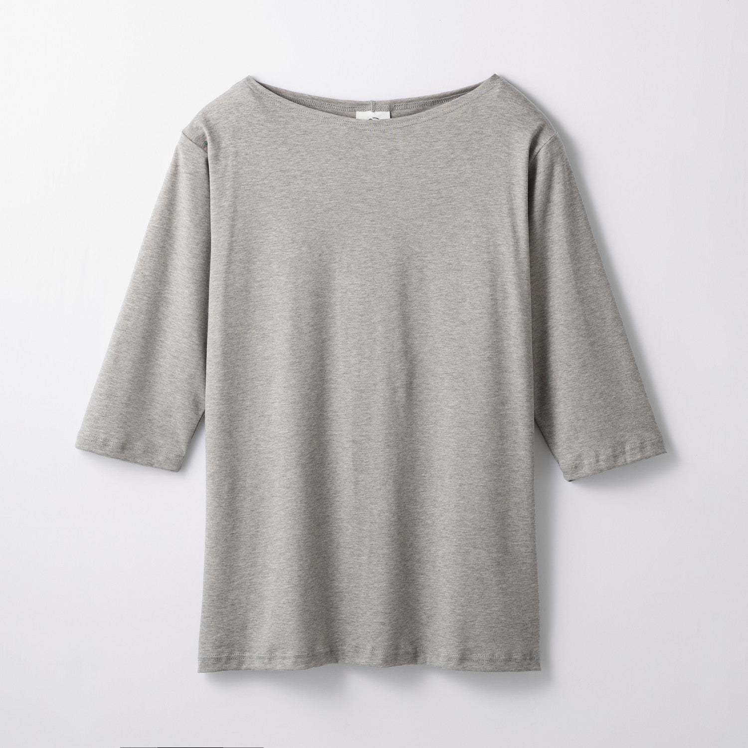 WOMENS BASIC 3/4 SLEEVE BOAT NECK T-SHIRT HEATHER GRAY