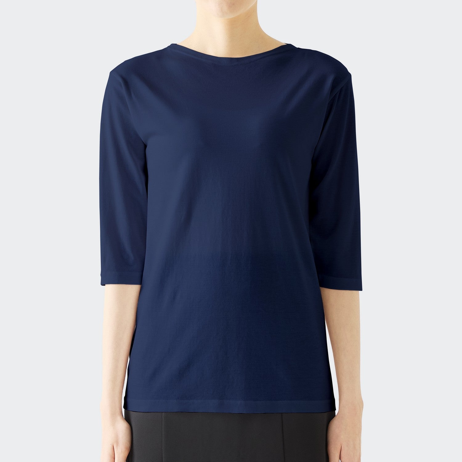 WOMENS ベーシック 7分袖 ボートネックTシャツ NAVY