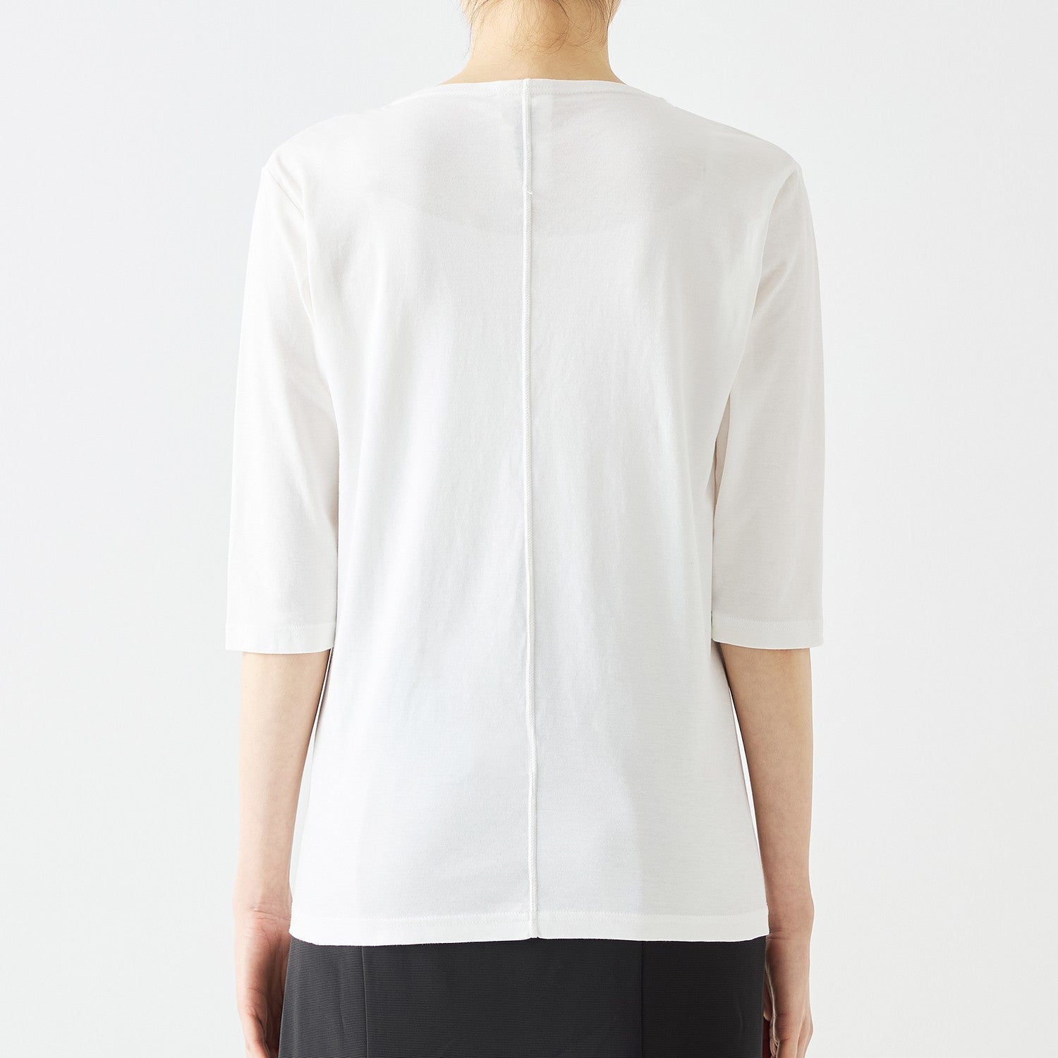 WOMENS BASIC 3/4 SLEEVE BOAT NECK T-SHIRT WHITE