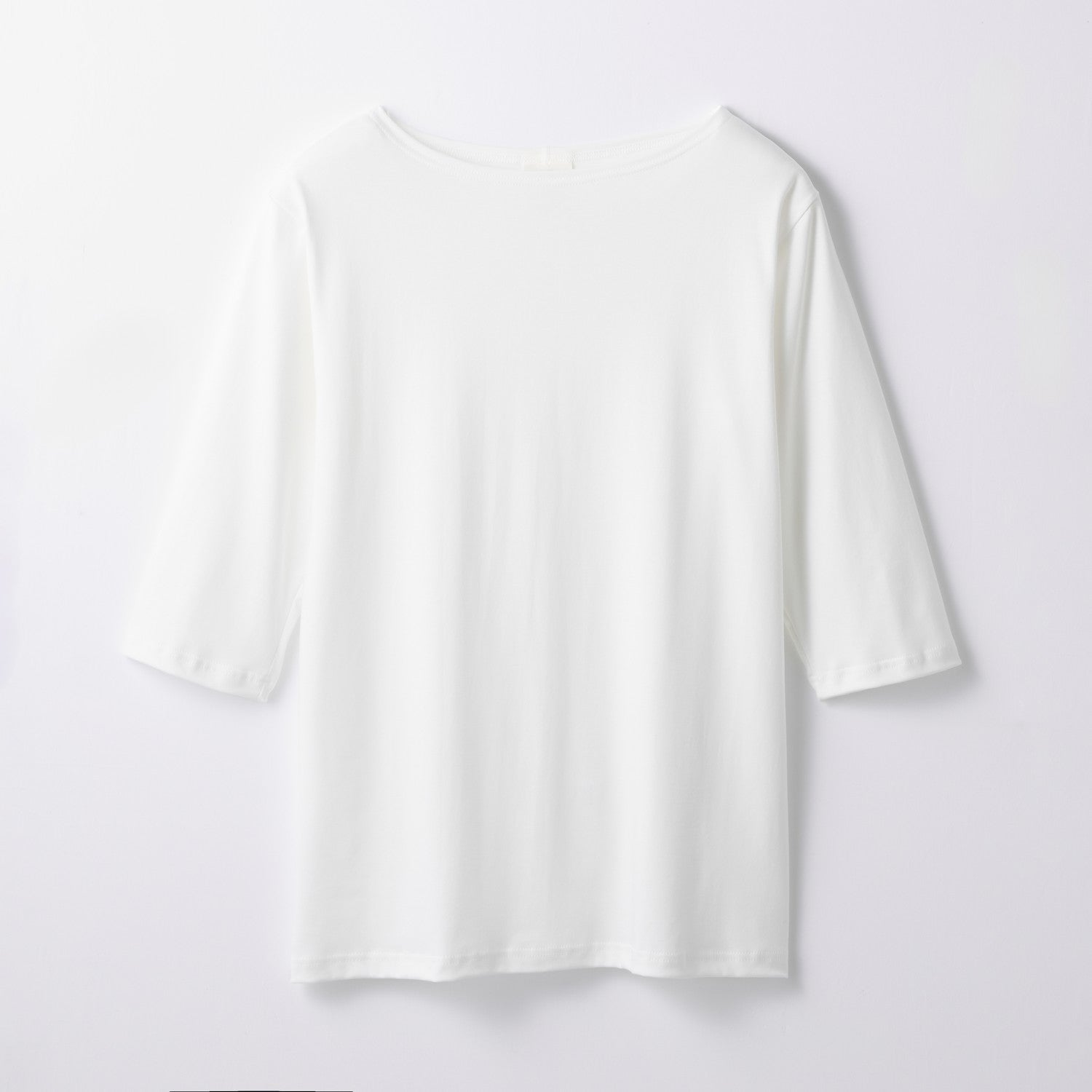 WOMENS BASIC 3/4 SLEEVE BOAT NECK T-SHIRT WHITE