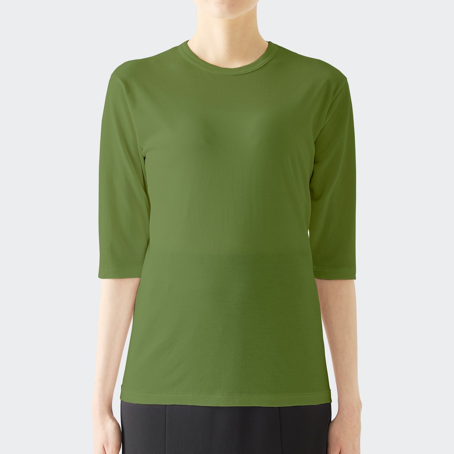 WOMENS ベーシック 7分袖 クルーネックTシャツ GREEN