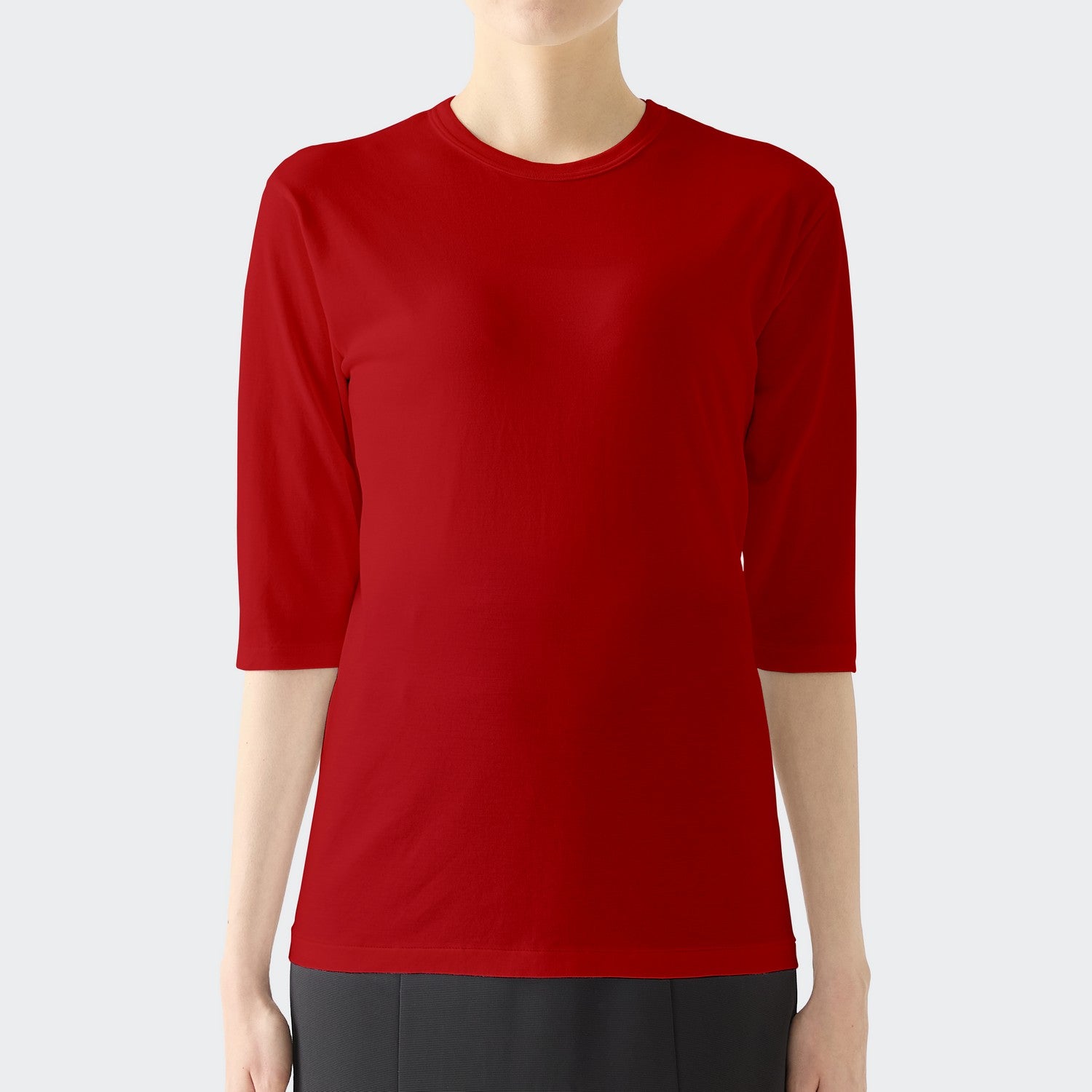 WOMENS ベーシック 7分袖 クルーネックTシャツ RED