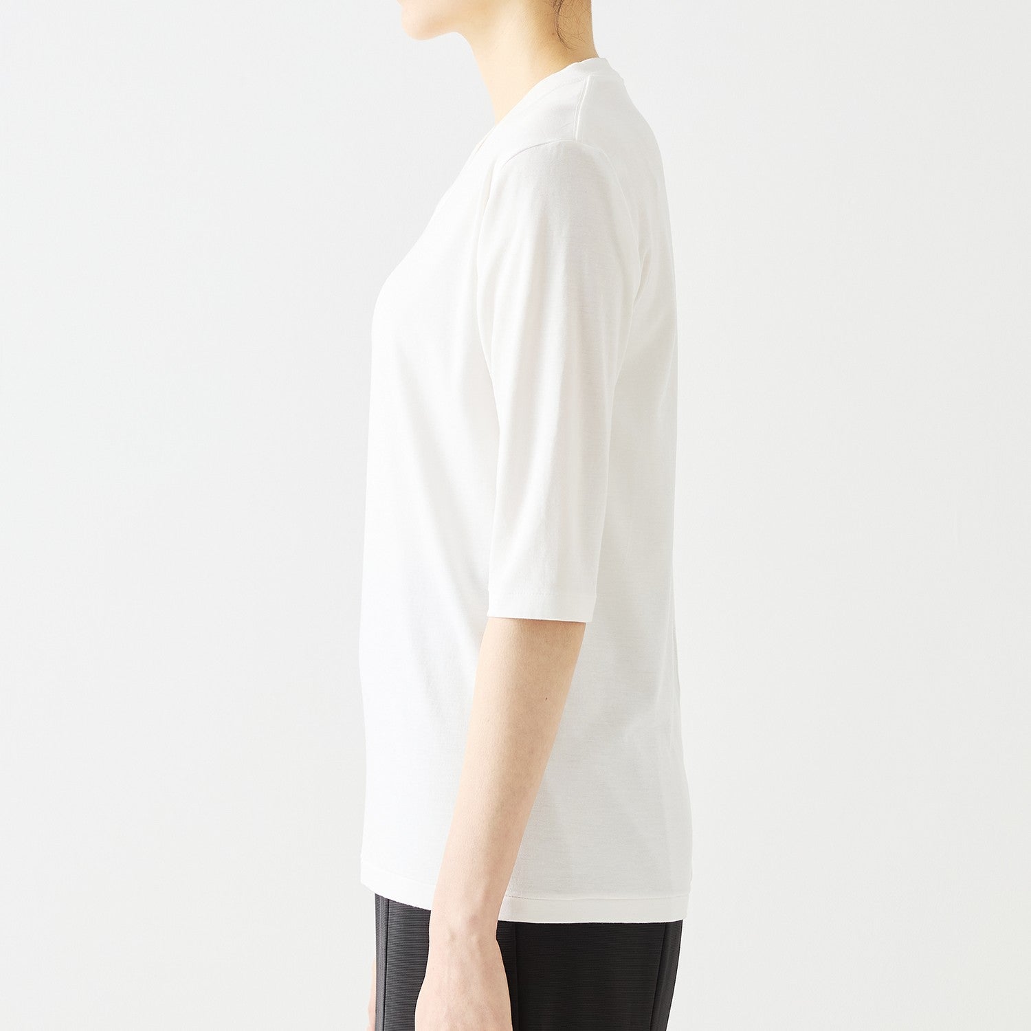 WOMENS ベーシック 7分袖 VネックTシャツ WHITE