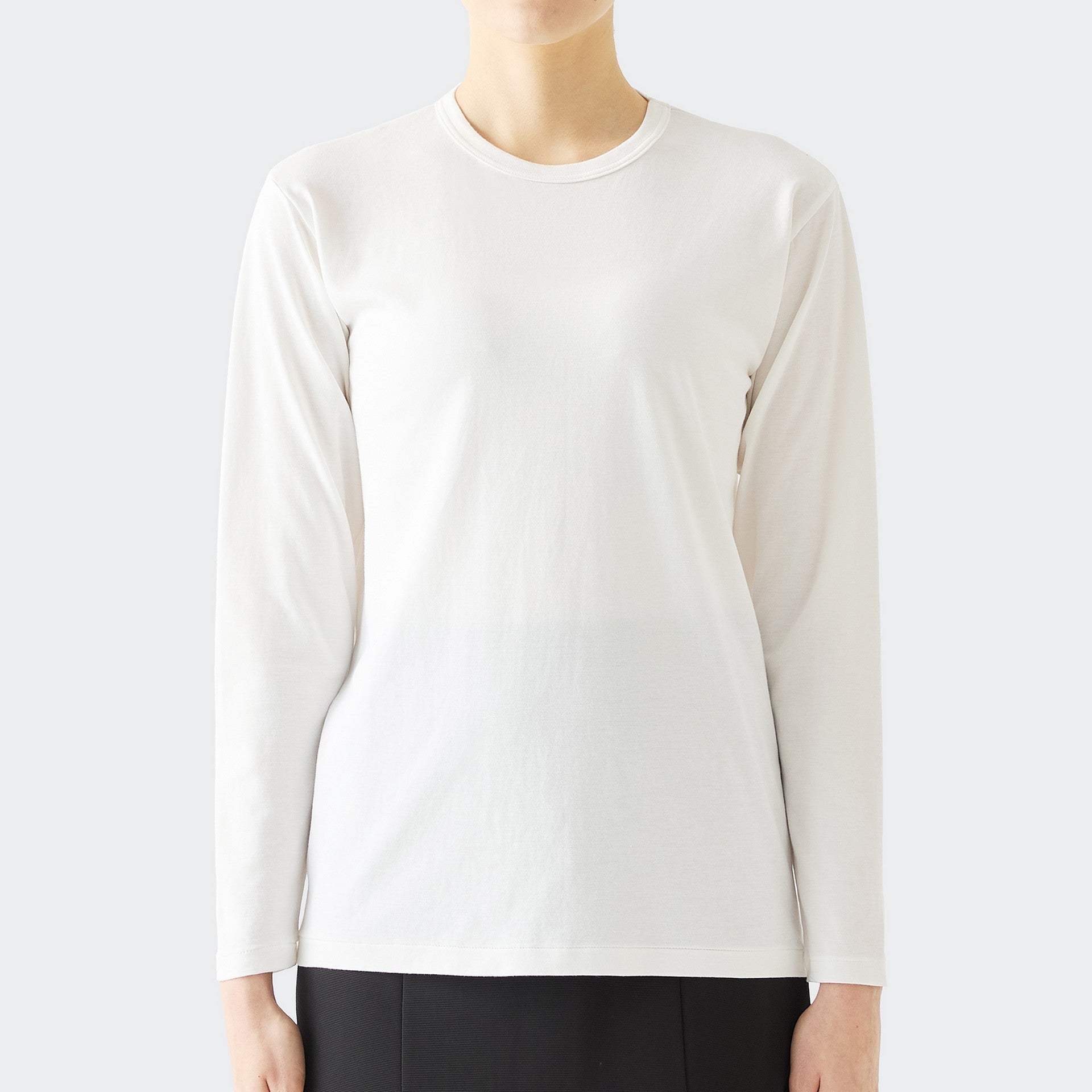 WOMENS BASIC LONG SLEEVE CREW NECK T-SHIRT WHITE