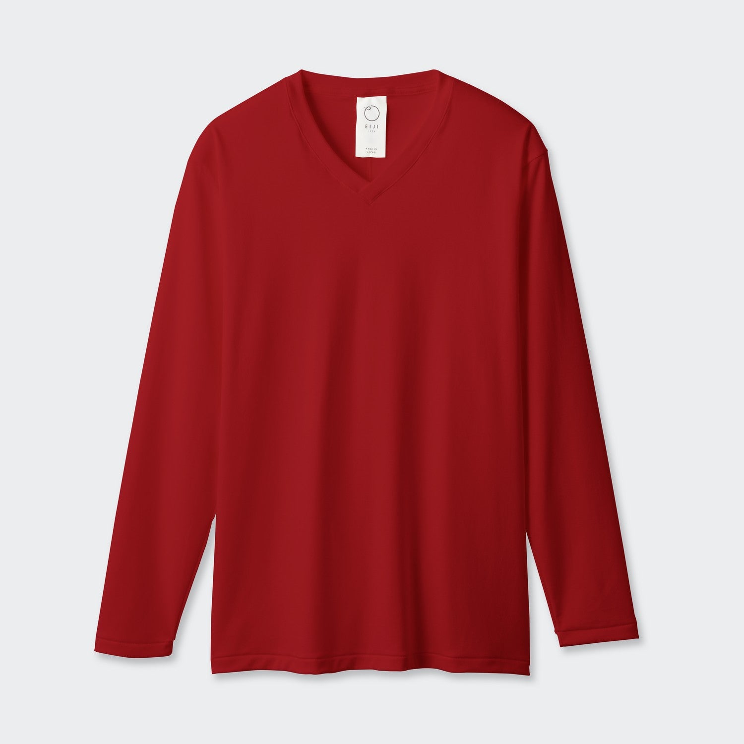 WOMENS BASIC LONG SLEEVE V-NECK T-SHIRT RED